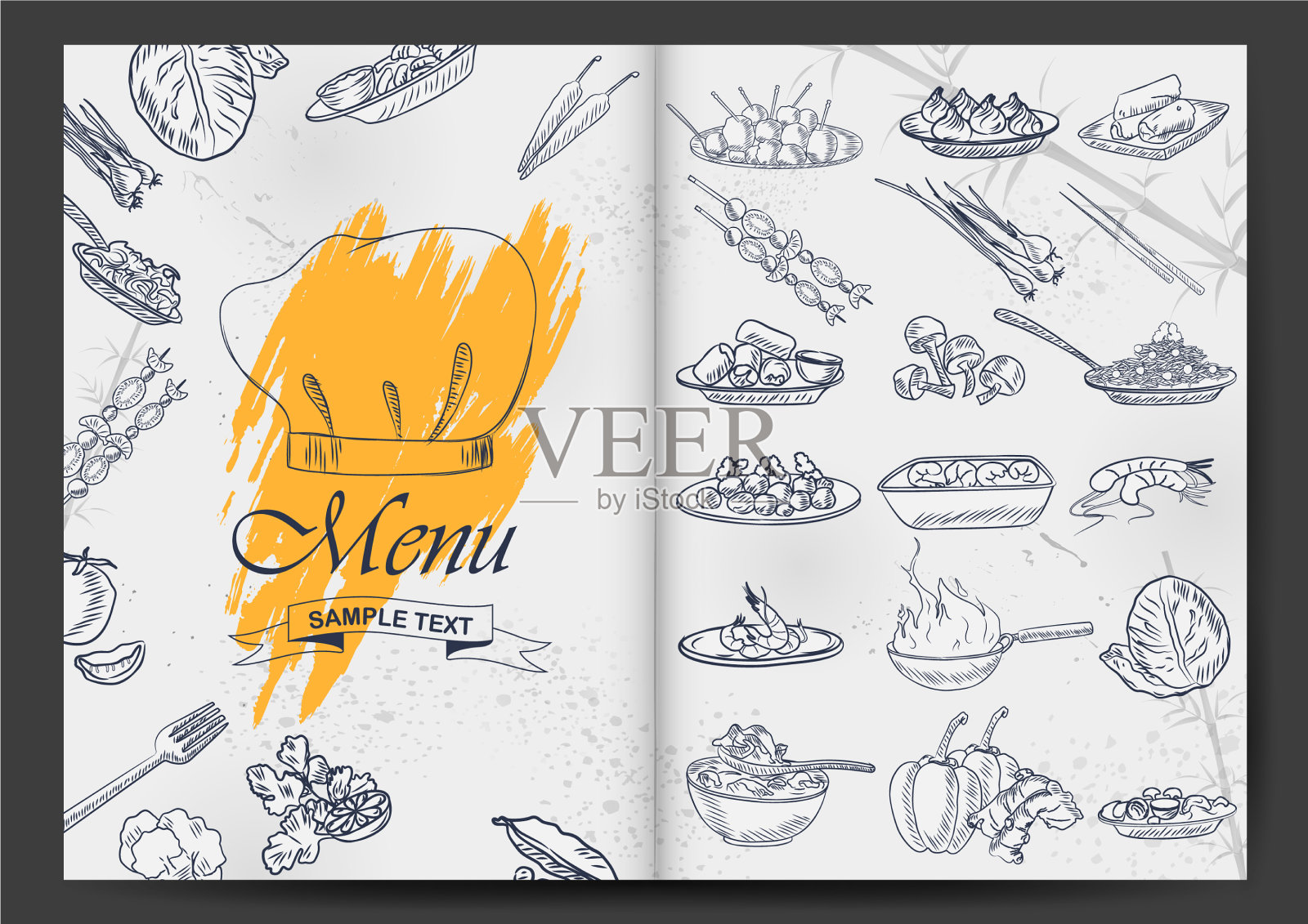 模板不同类型的晚餐项目插画图片素材