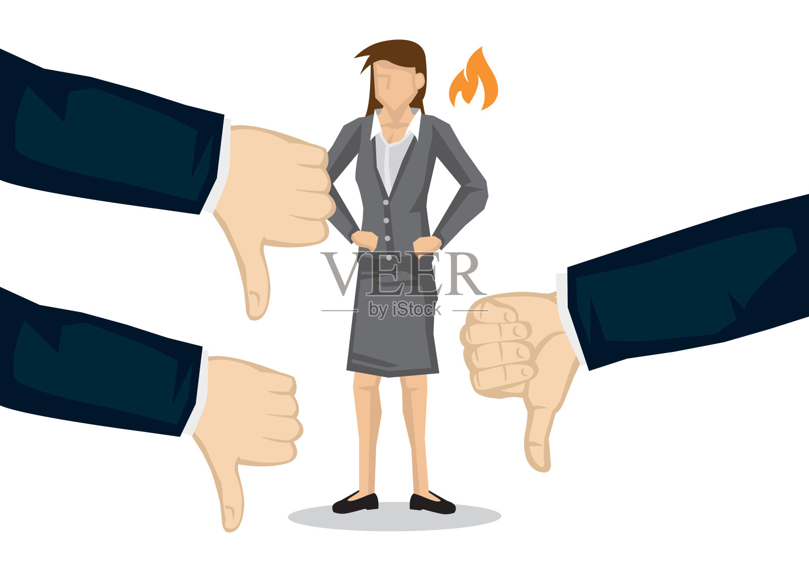 女商人因为其他同事的反对而生气。性别差异歧视的概念。插画图片素材