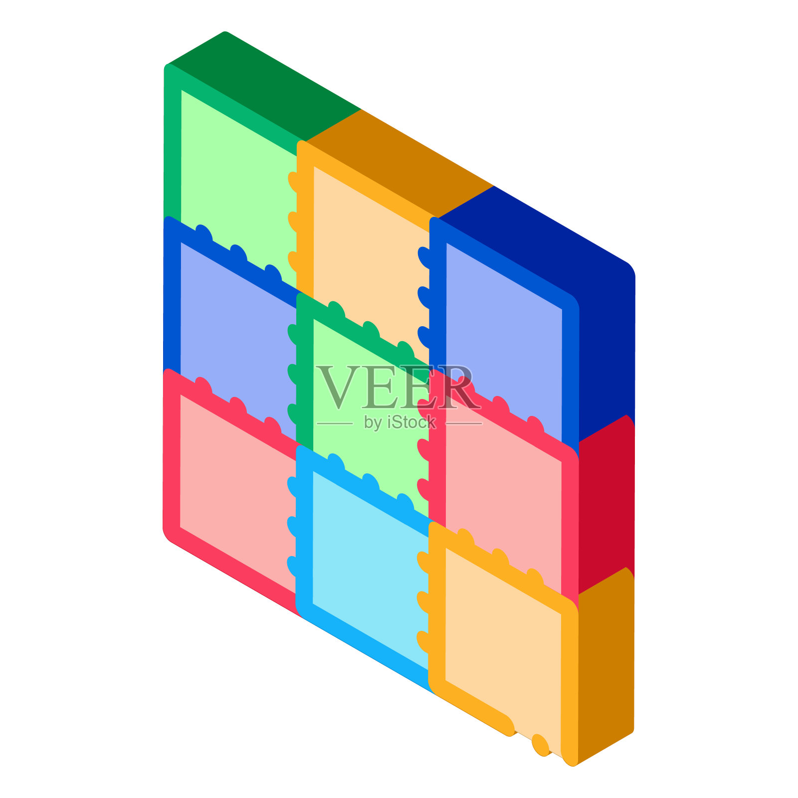 彩色游戏等距图标矢量插图插画图片素材