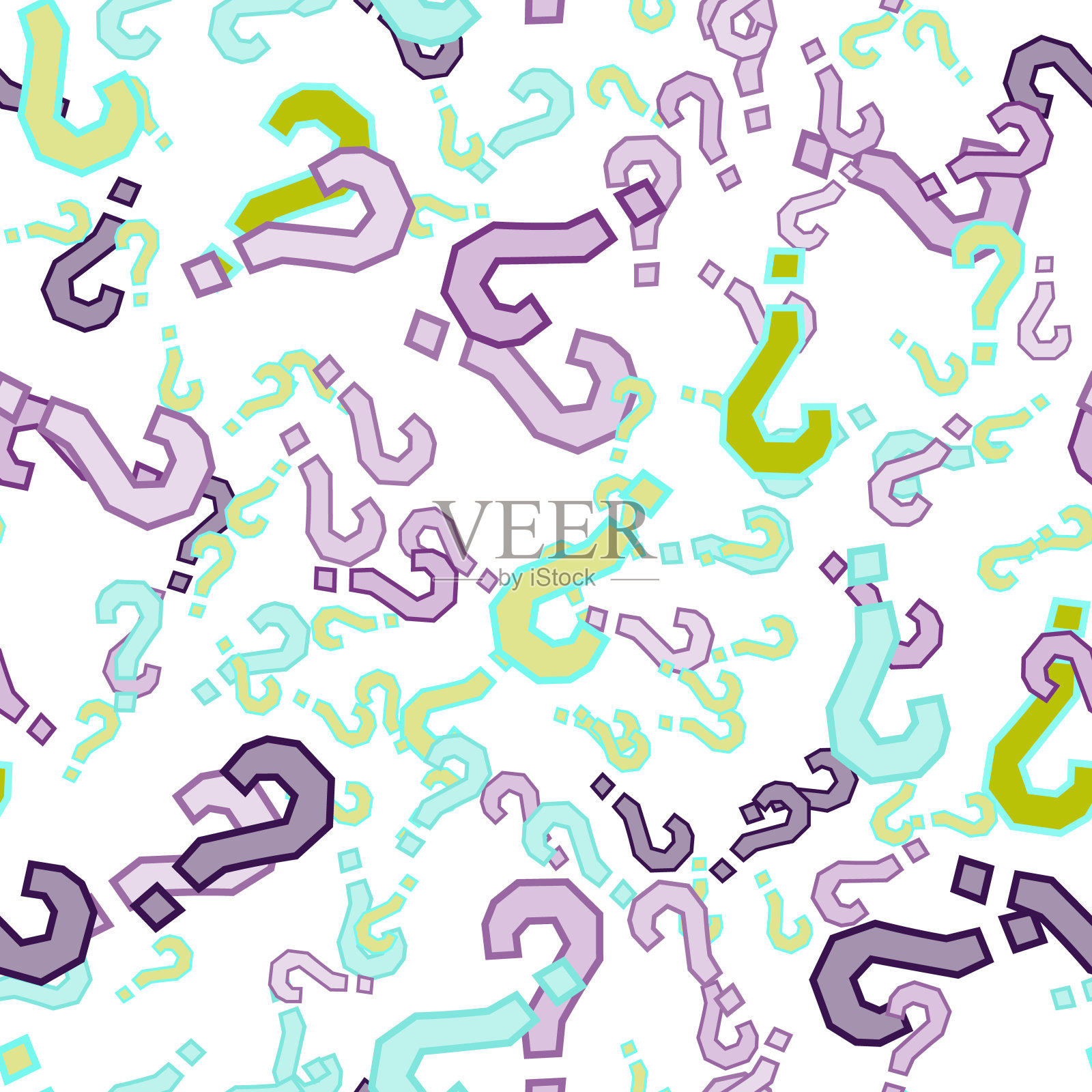 测试无缝模式。问号，疑问，常见问题插画图片素材