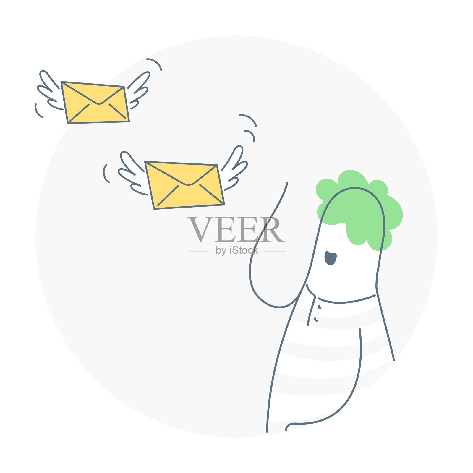 远程通讯，发送电子邮件或短信-矢量插画图片素材