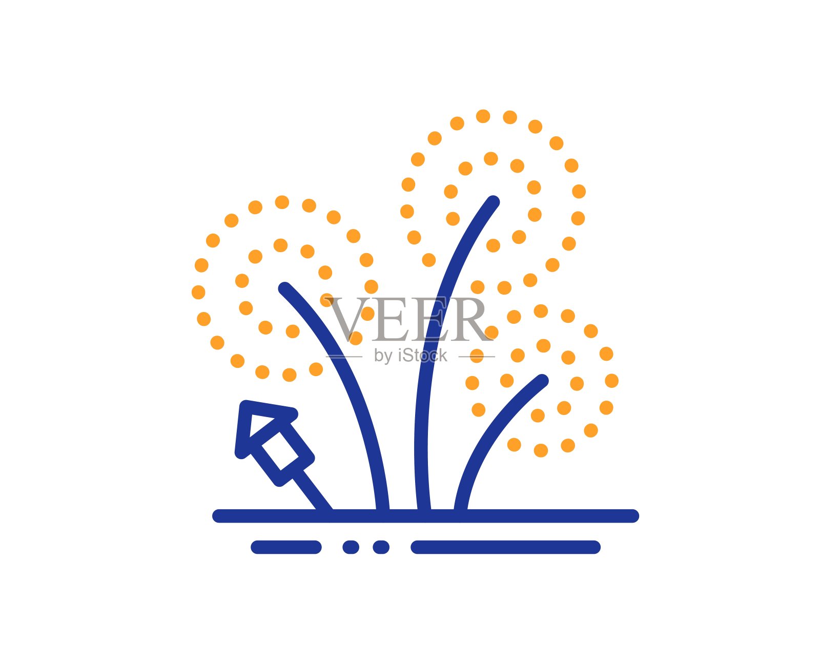 烟花一行图标。烟火致敬的迹象。向量插画图片素材