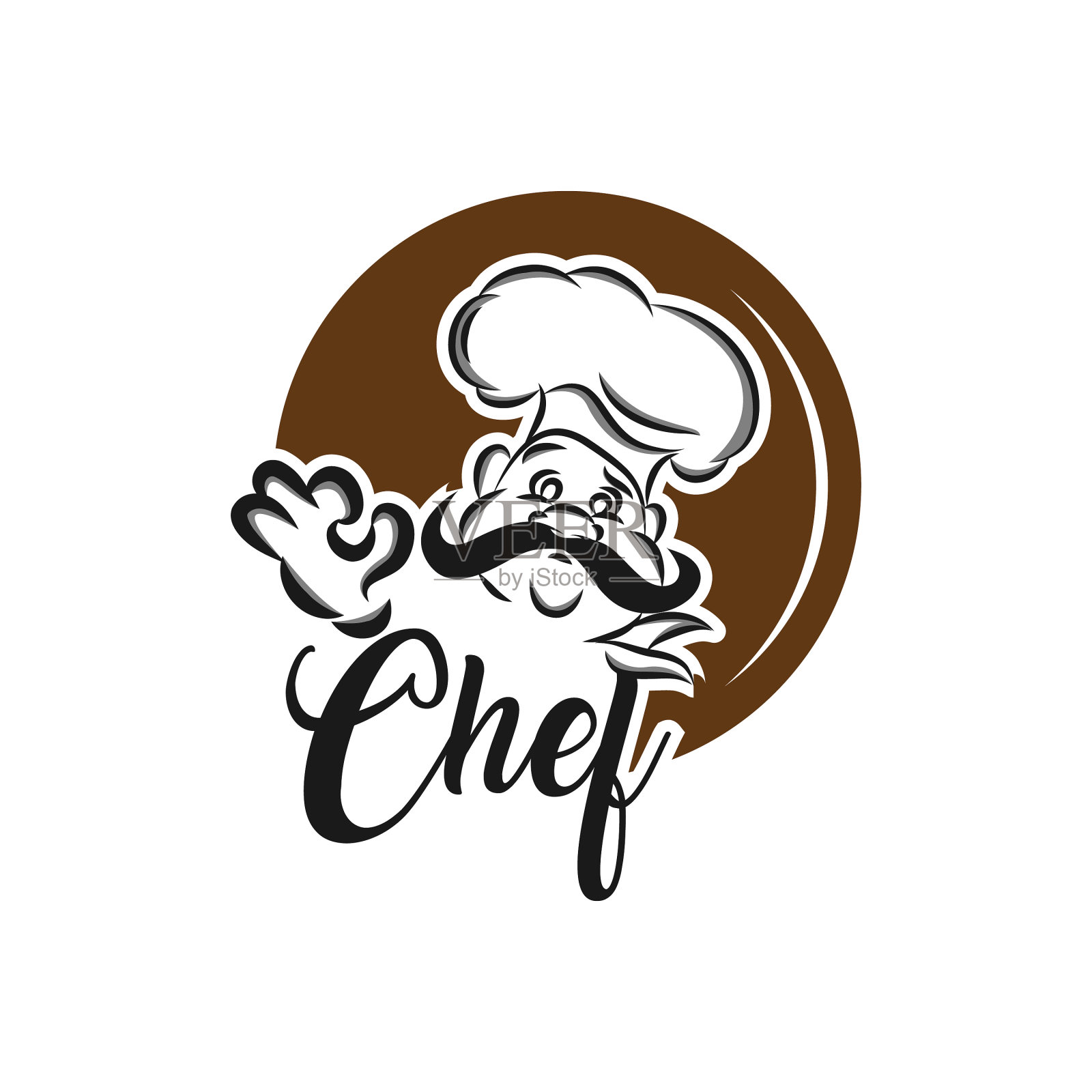 菜单符号与厨师和手黑色设计元素图片