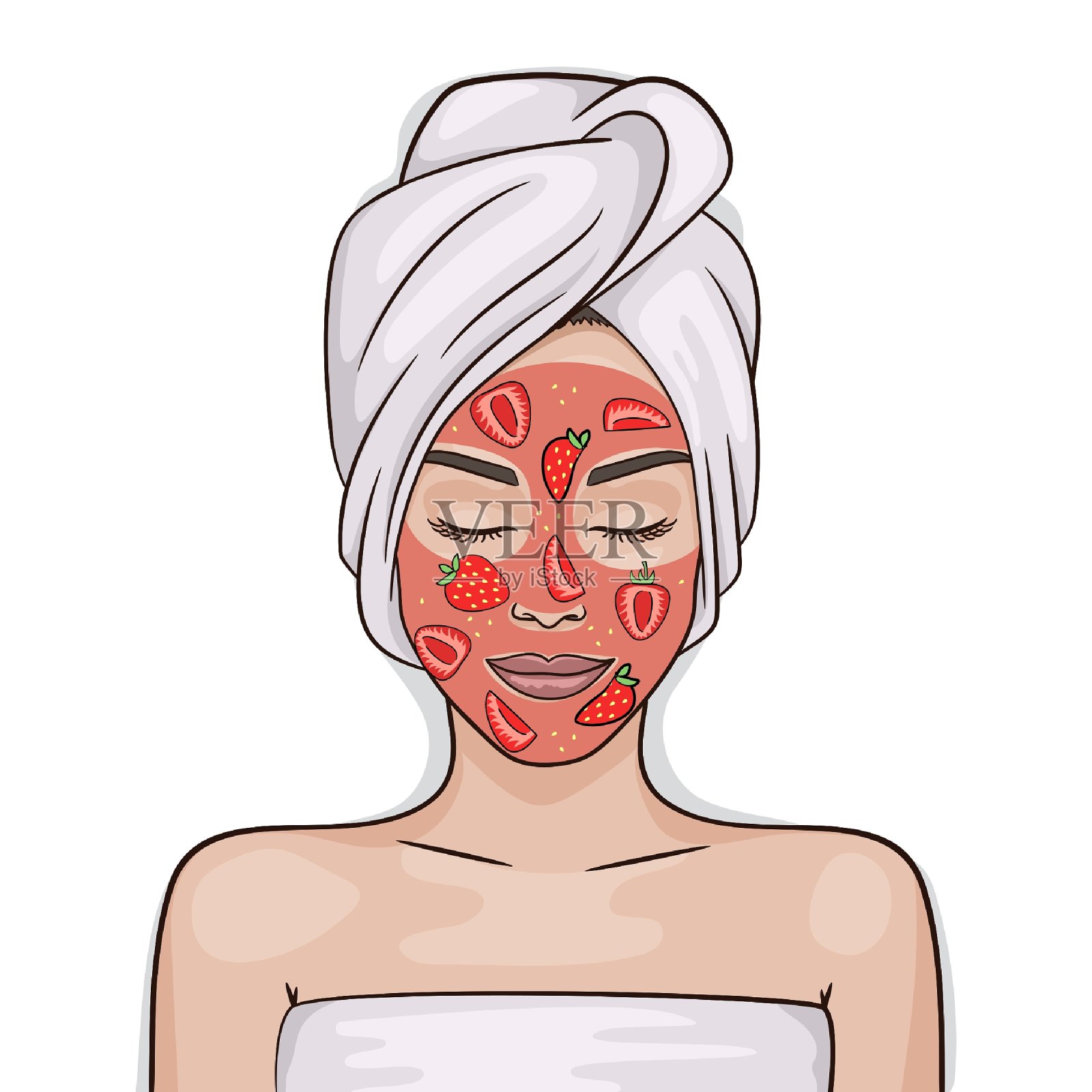 草莓面膜插画图片素材