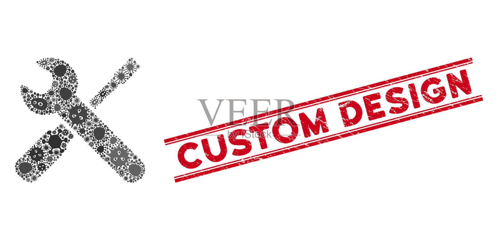 传染性马赛克扳手和螺丝刀工具插画图片素材