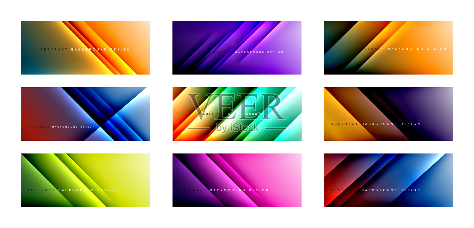 带阴影和光线的直线在渐变背景上。一套时尚简单的流体颜色梯度抽象背景与动态直线阴影线效果。插画图片素材