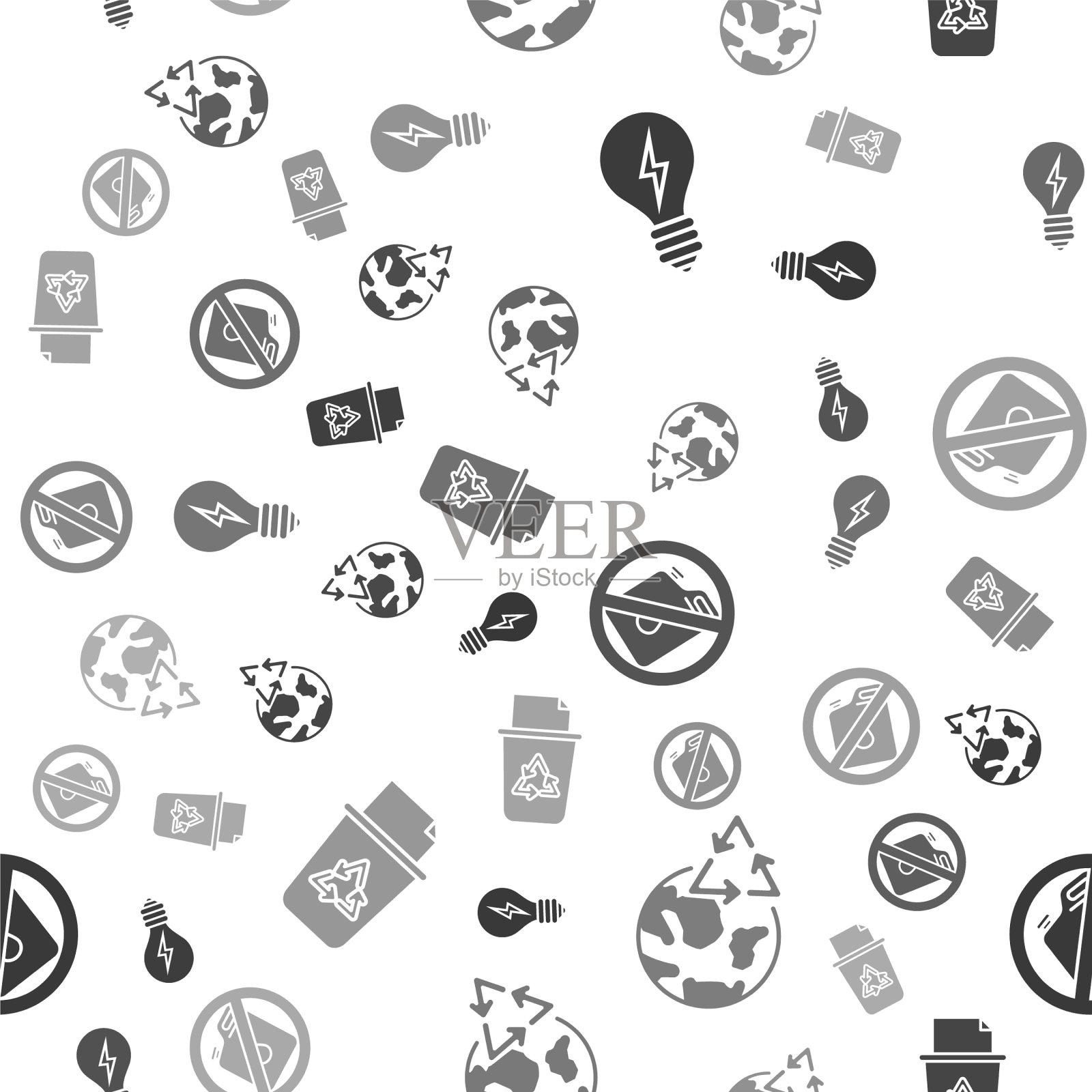 用闪电标志地球的灯泡图标素材