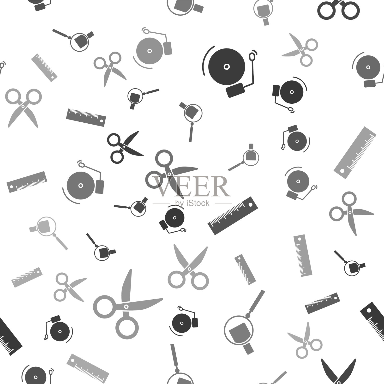 设铃铃放大镜尺图标素材