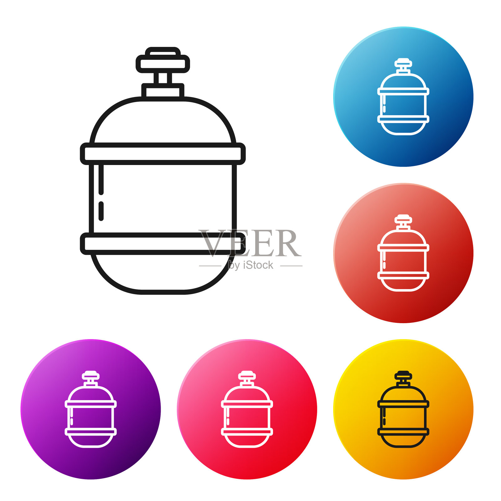 黑色线丙烷气罐图标隔离在白色上插画图片素材