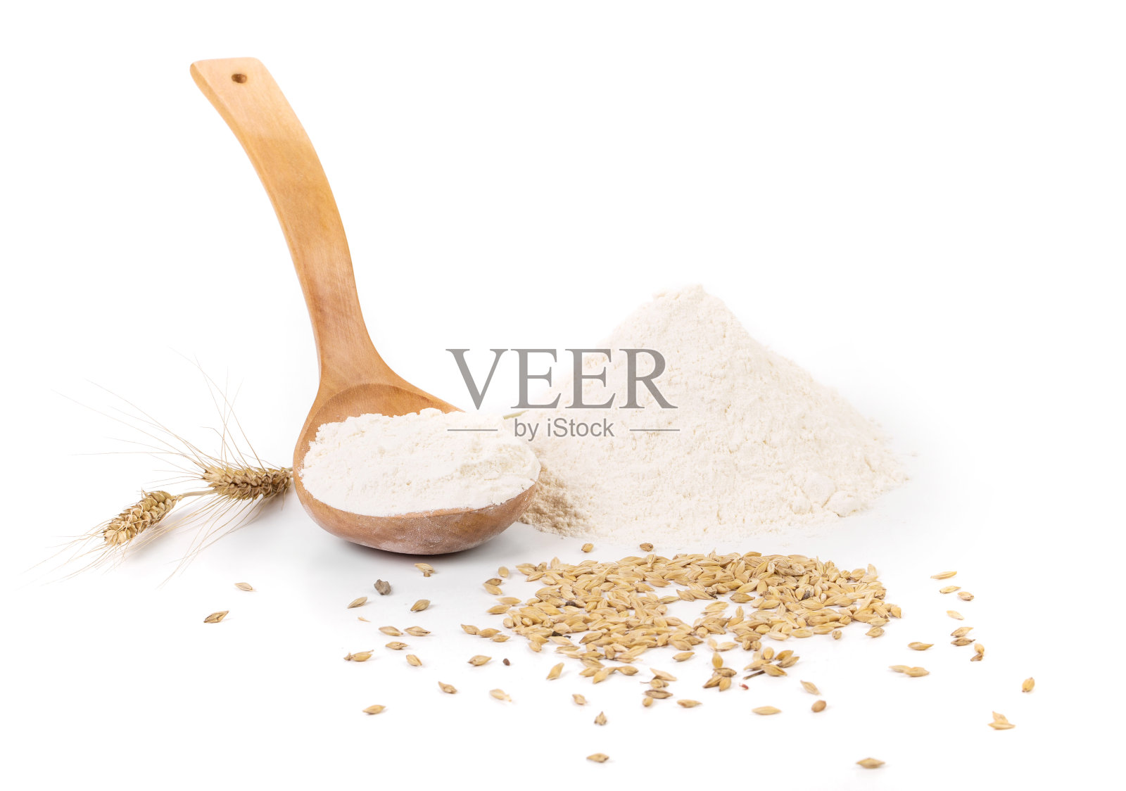 用面粉和麦穗做的静物。照片摄影图片