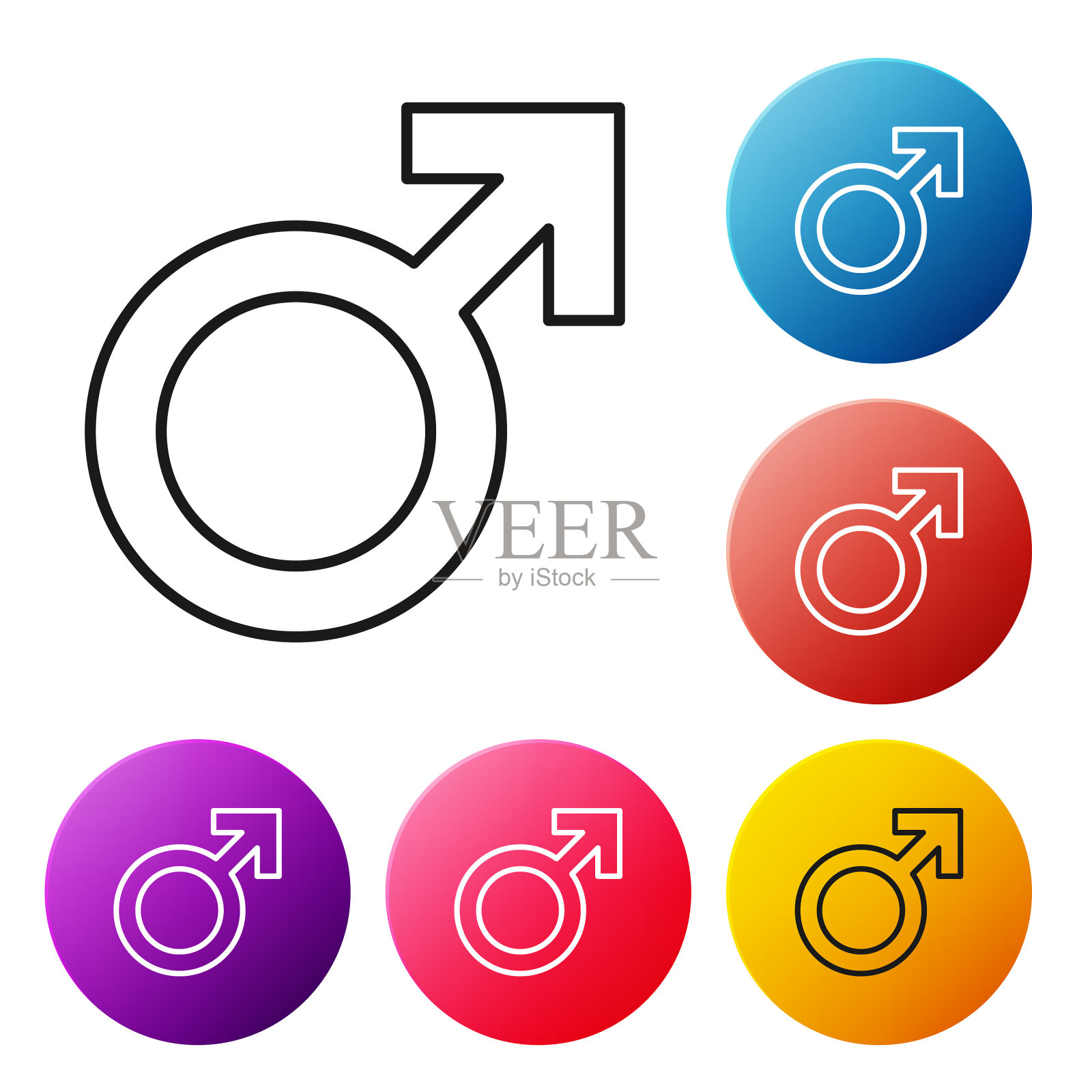 黑线男性性别符号图标孤立上图标素材