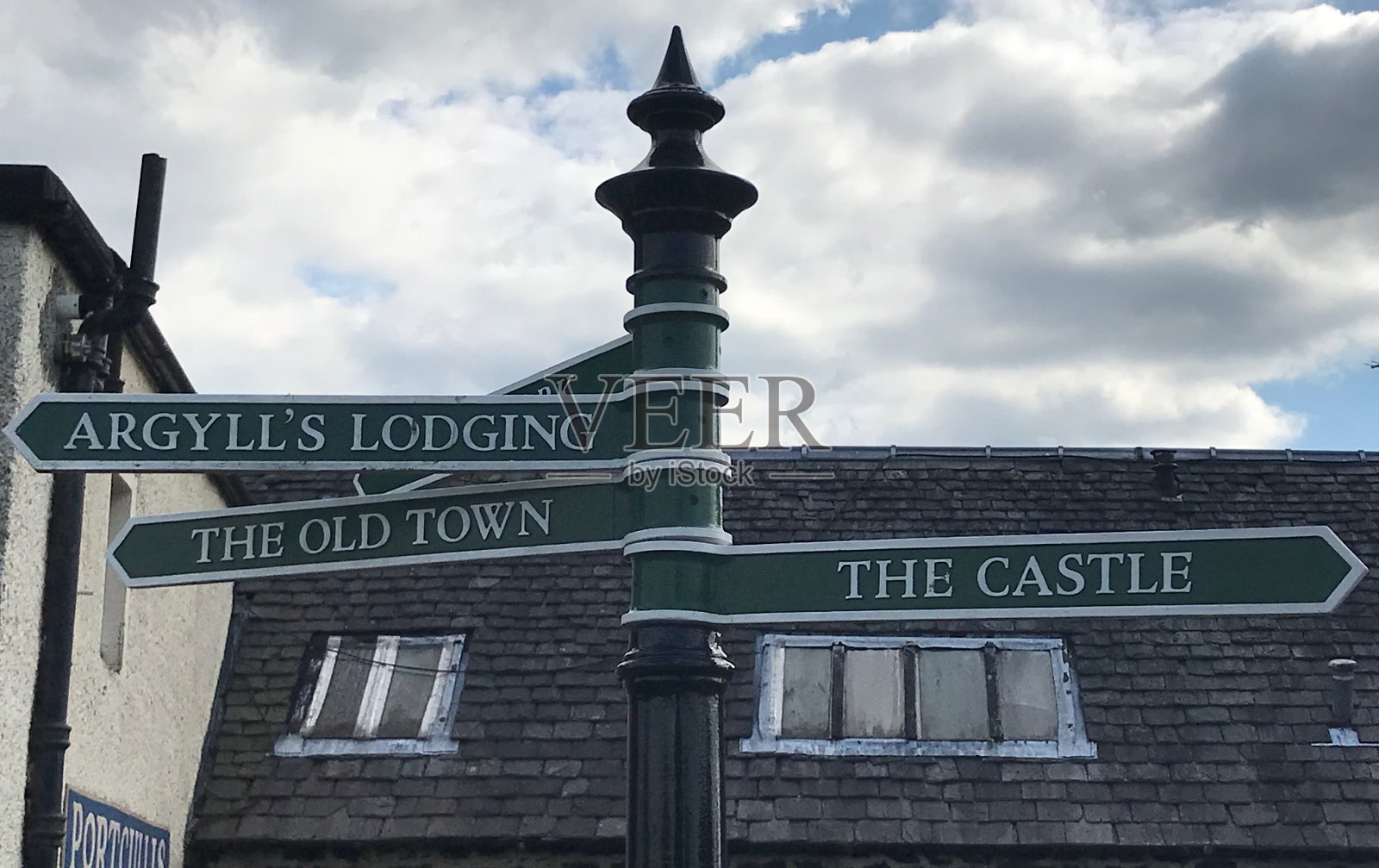 斯特林，苏格兰的街道标志照片摄影图片