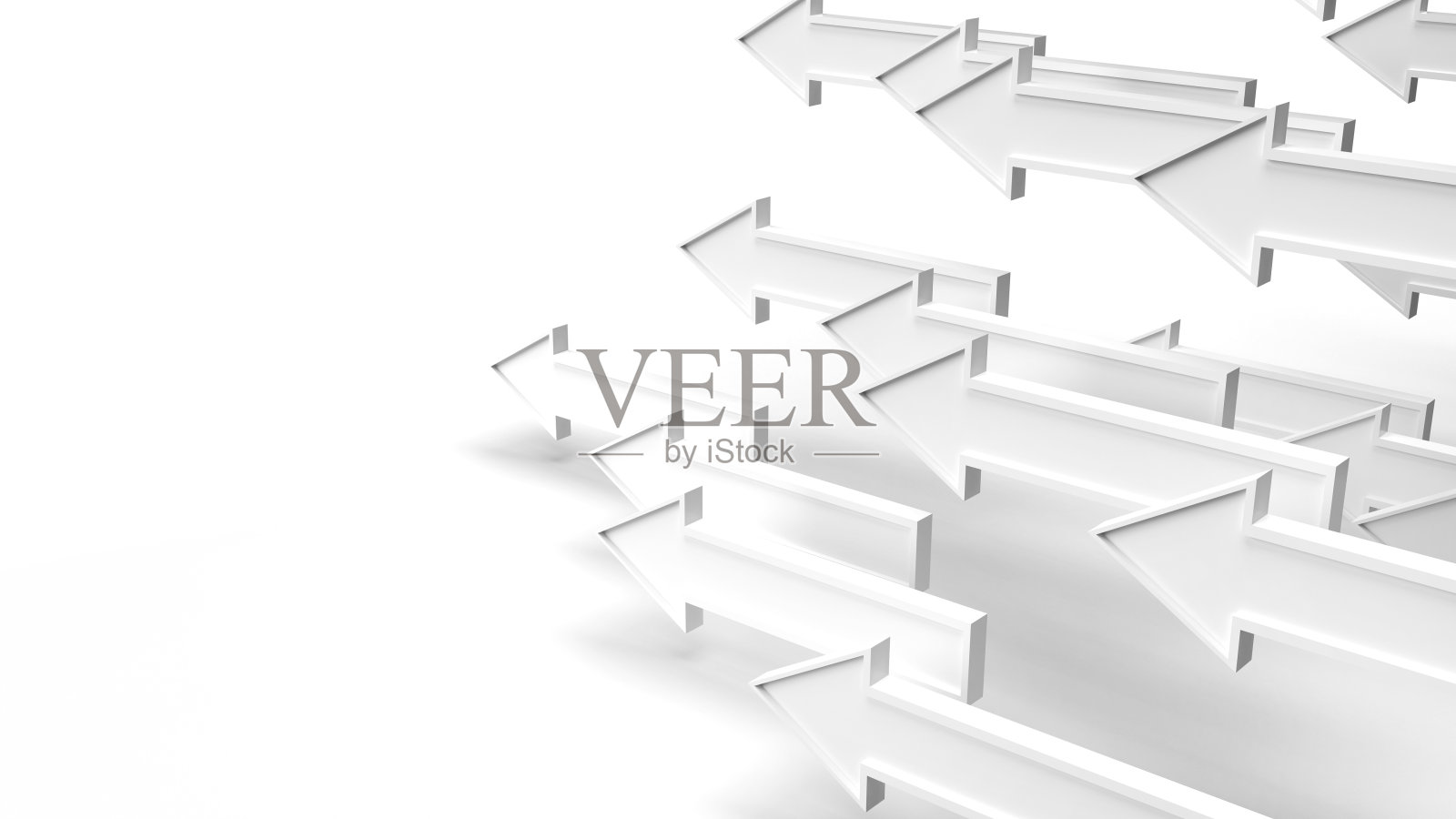 白色箭头3d渲染抽象内容。照片摄影图片