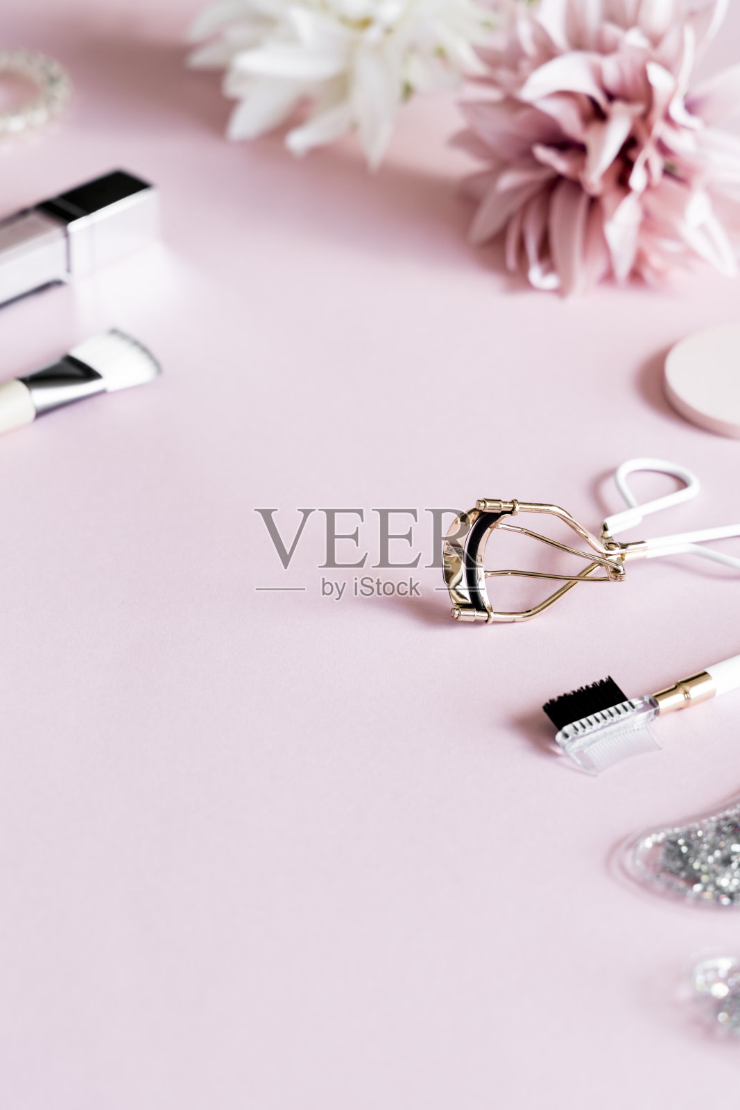 化妆品的背景。照片摄影图片