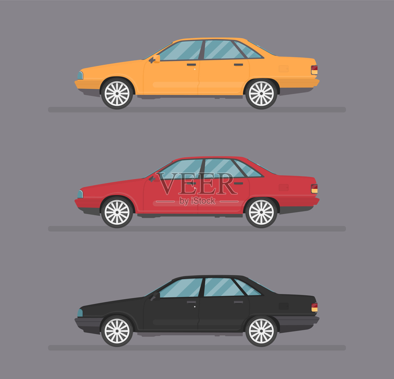 汽车类型和模型对象图标集。矢量黑色插图孤立在白色背景。web汽车车身轮廓的变体。插画图片素材