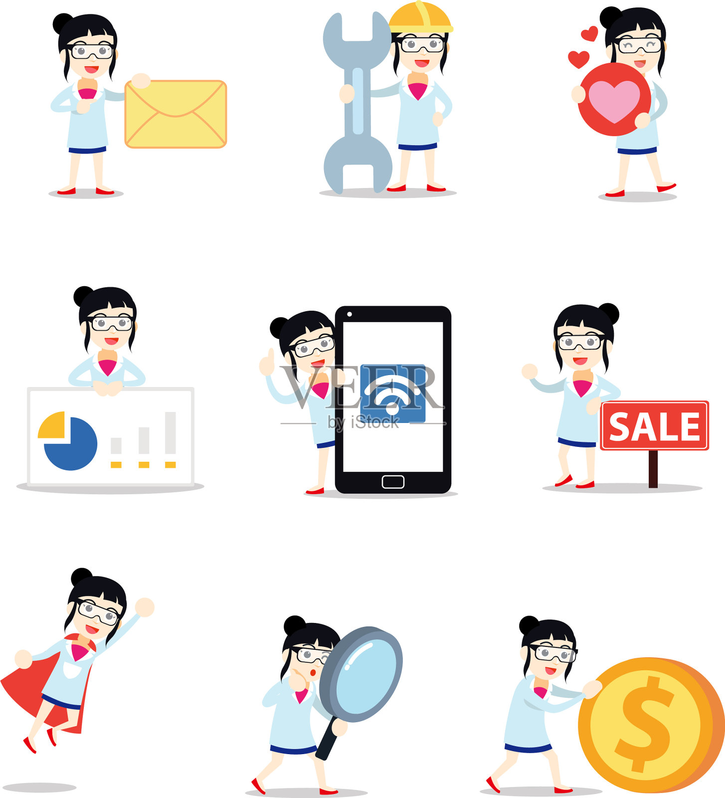 将角色设定为女科学家和化学家图标素材