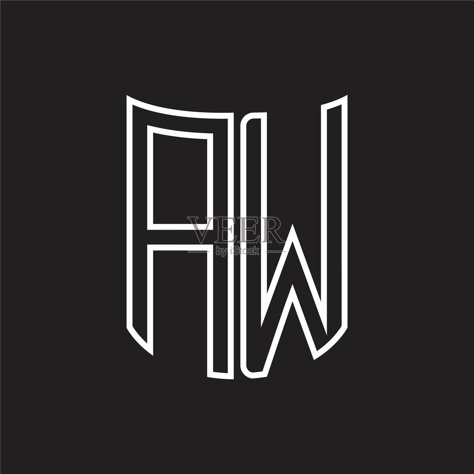 徽标图案与缎带风格的轮廓设计插画图片素材