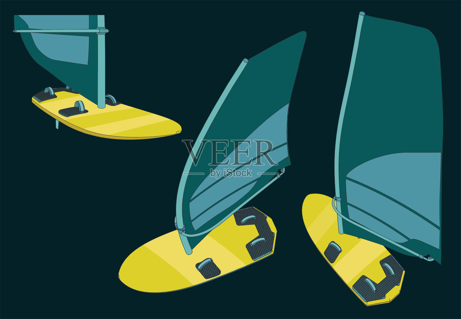 帆板颜色草图插画图片素材