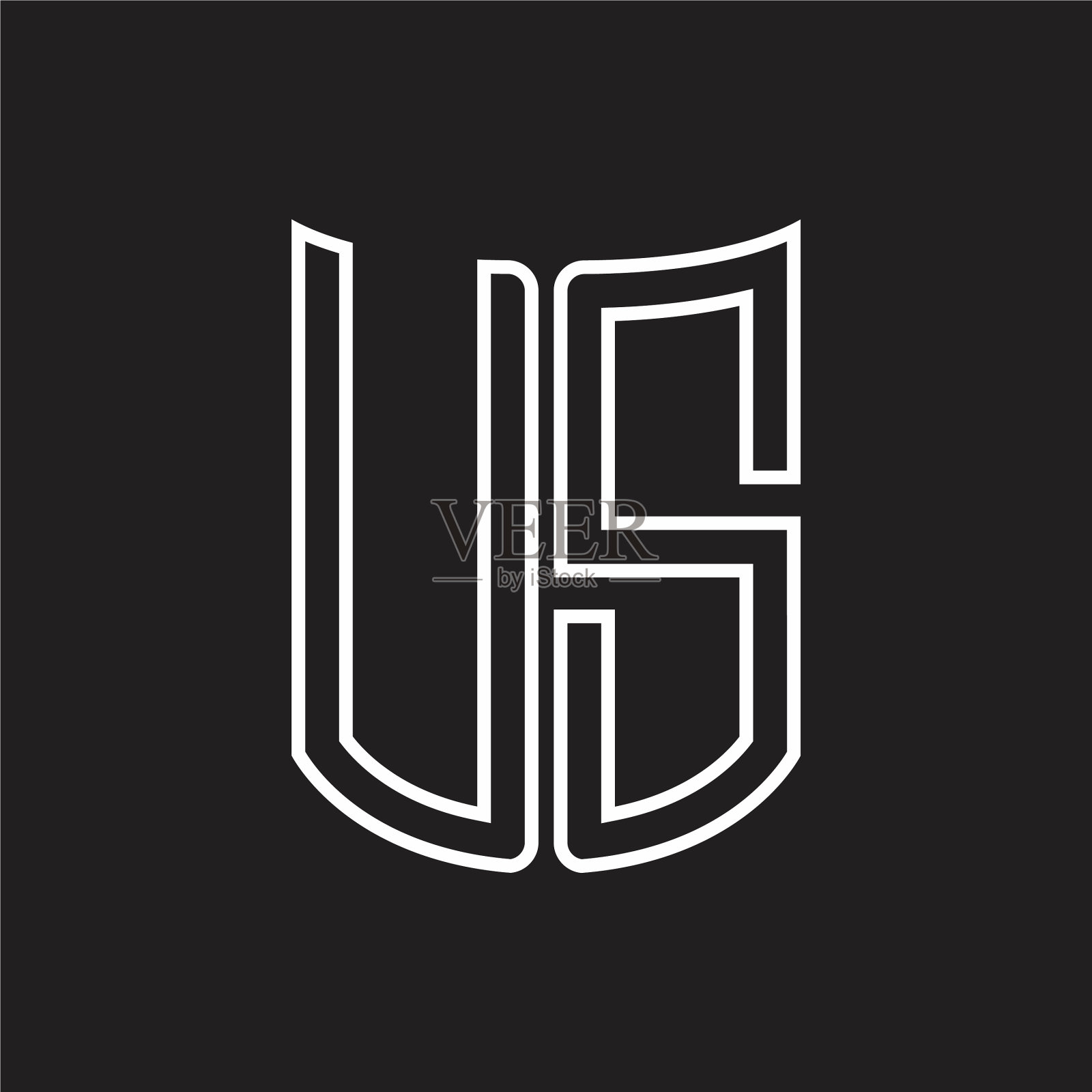 美国标志用缎带风格的字母组合轮廓设计插画图片素材