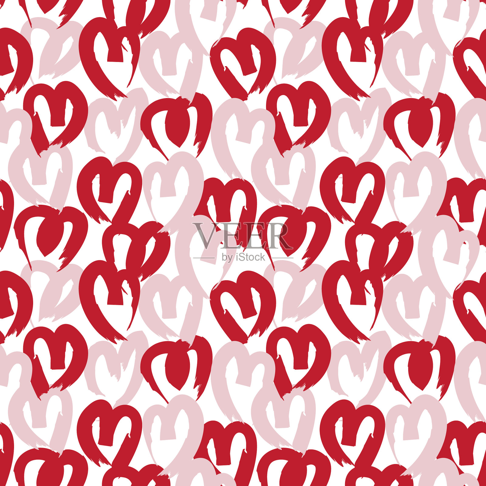 心形笔触无缝图案插画图片素材