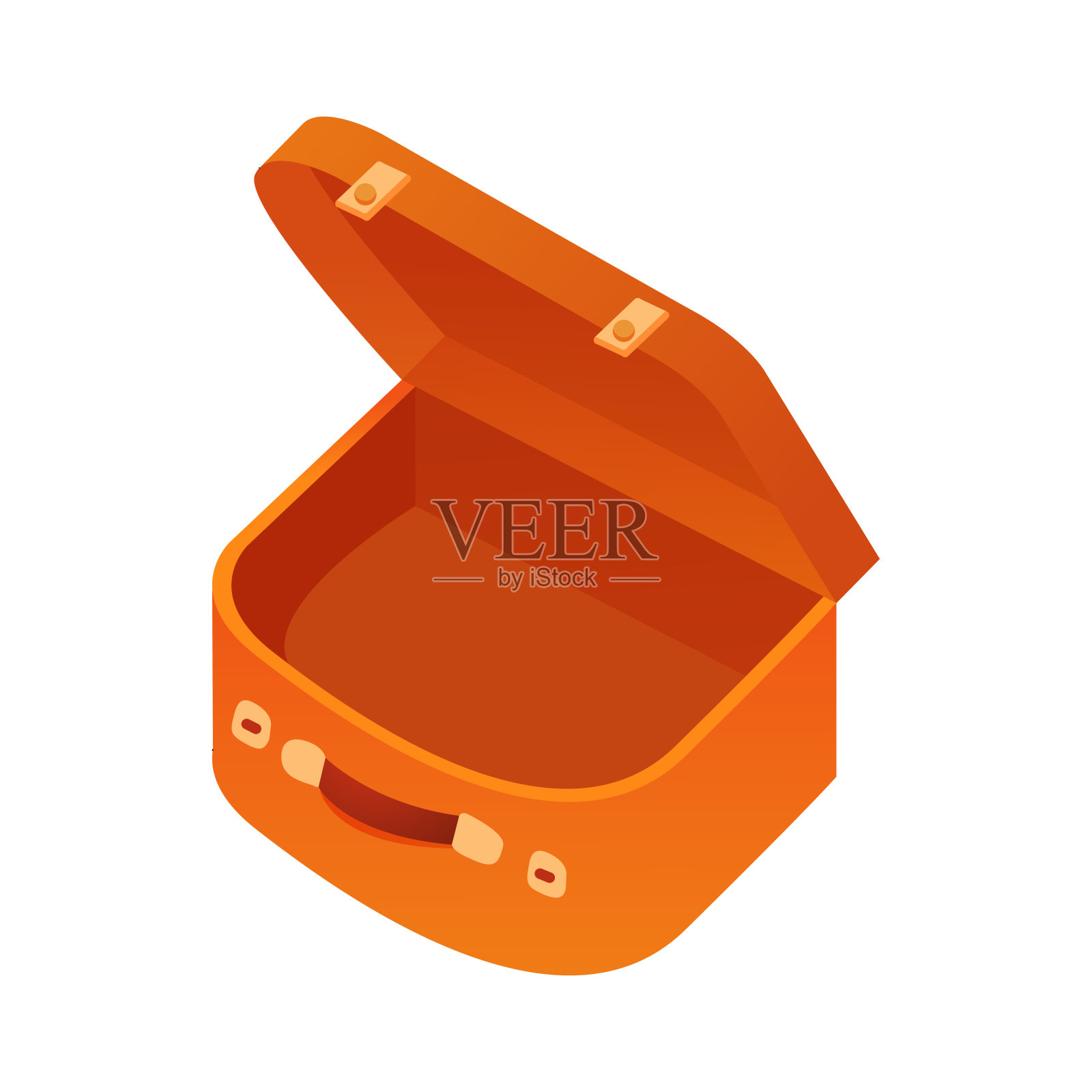 旧的打开手提箱在白色孤立的背景。设计元素图片