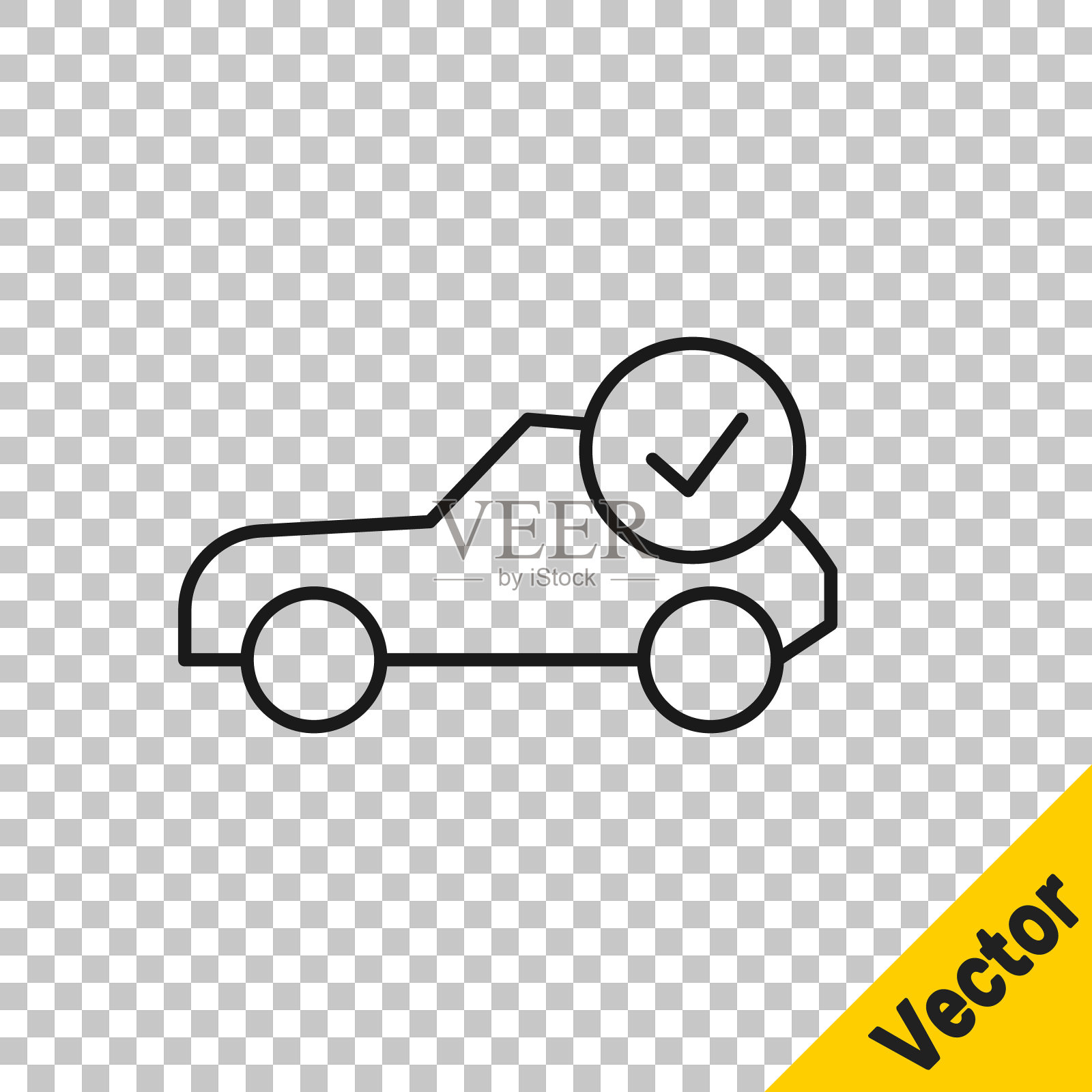 黑线自动服务检查自动图标隔离在透明背景上。汽车服务。矢量图插画图片素材