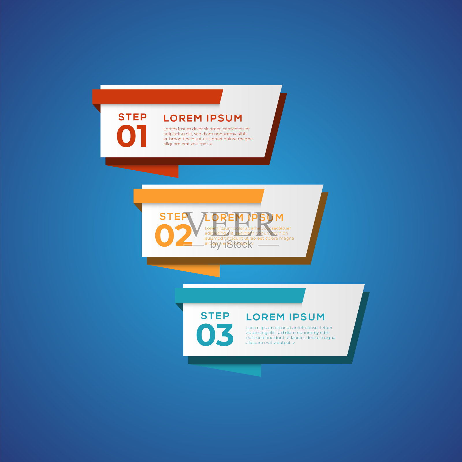 简单的信息图表与3个元素。可用于工作流程布局，图表，年度报告，网页设计，流程图和演示。3个选项，零件，步骤，流程折纸和平面风格插画图片素材