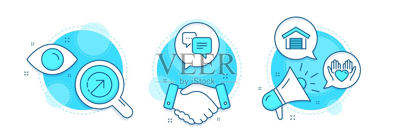 方向，点信息和保持心图标设置。停车场的迹象。向量插画图片素材