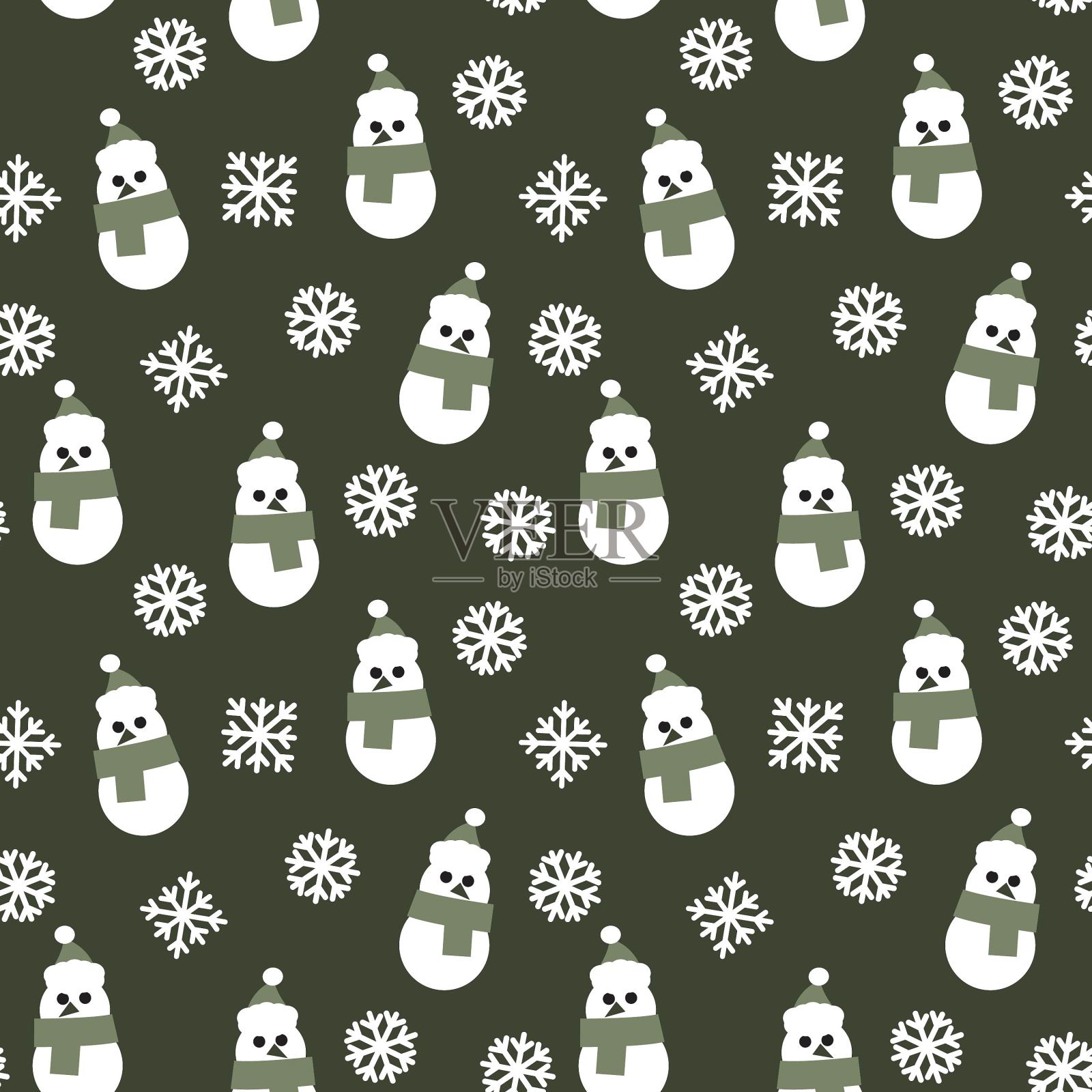 圣诞绿色假日无缝模式插画图片素材