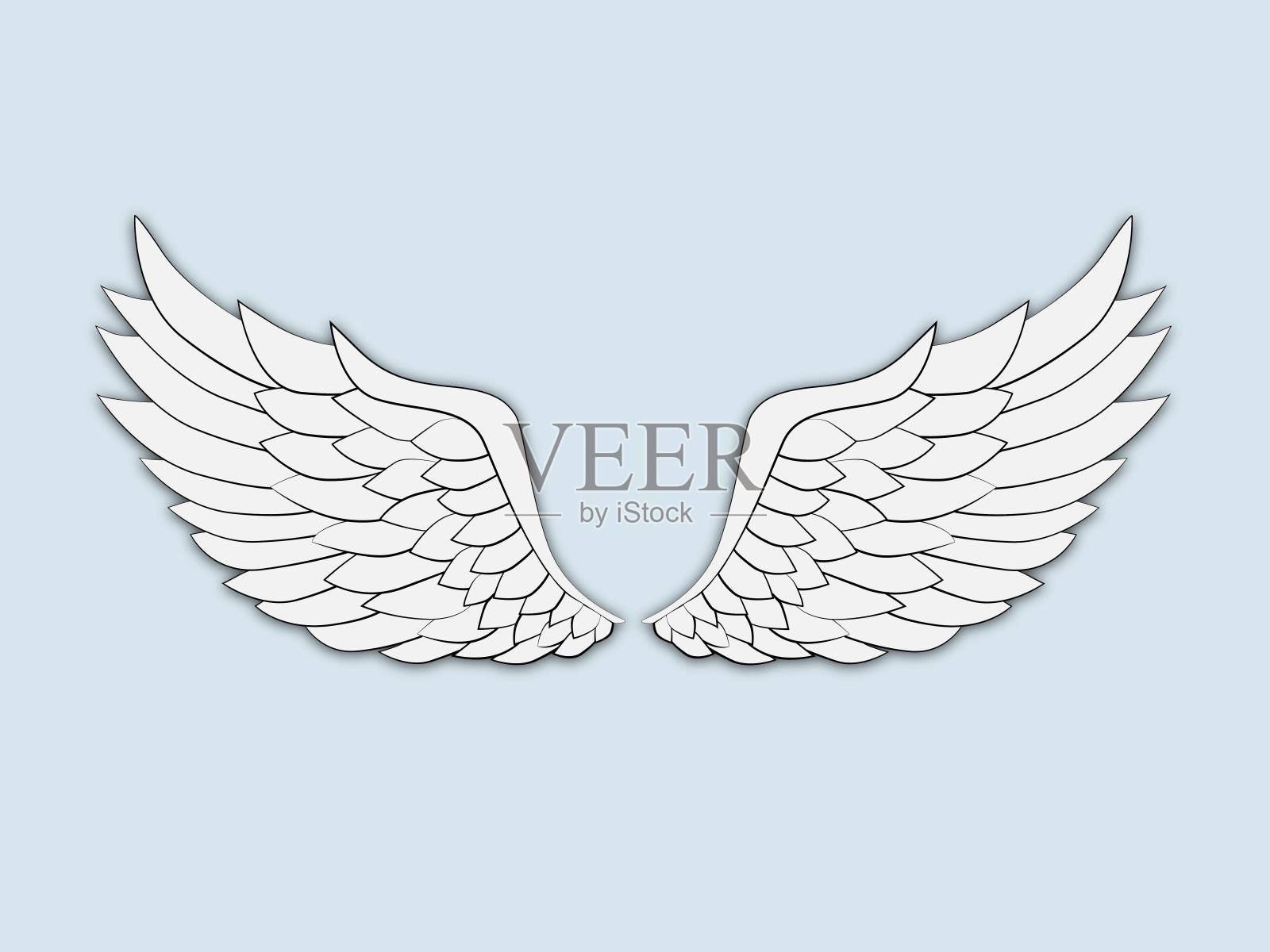 彩色背景上的天使翅膀插画图片素材