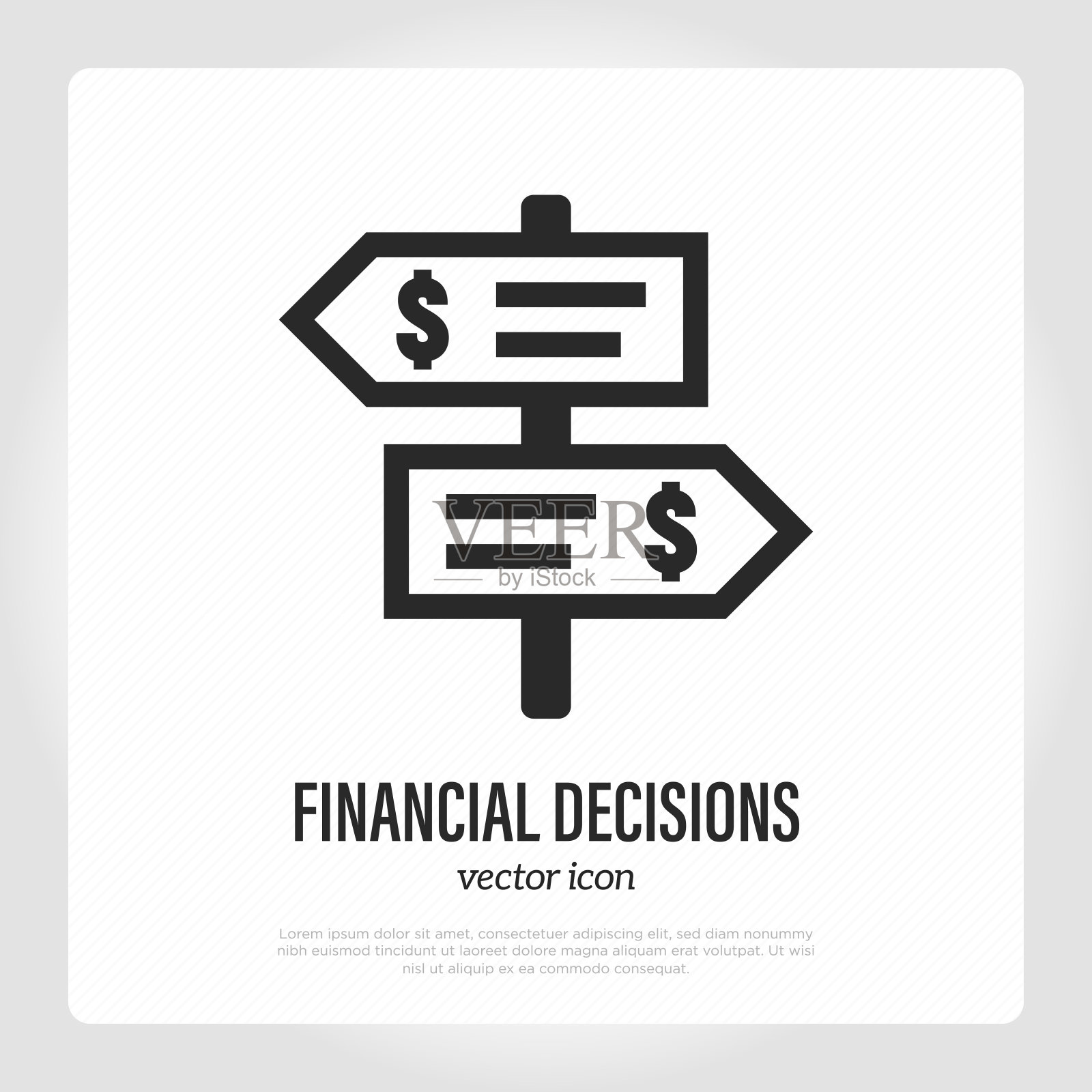 财务决策:招牌指示不同的方向。选择正确的解决方案。细线图标。矢量插图。插画图片素材