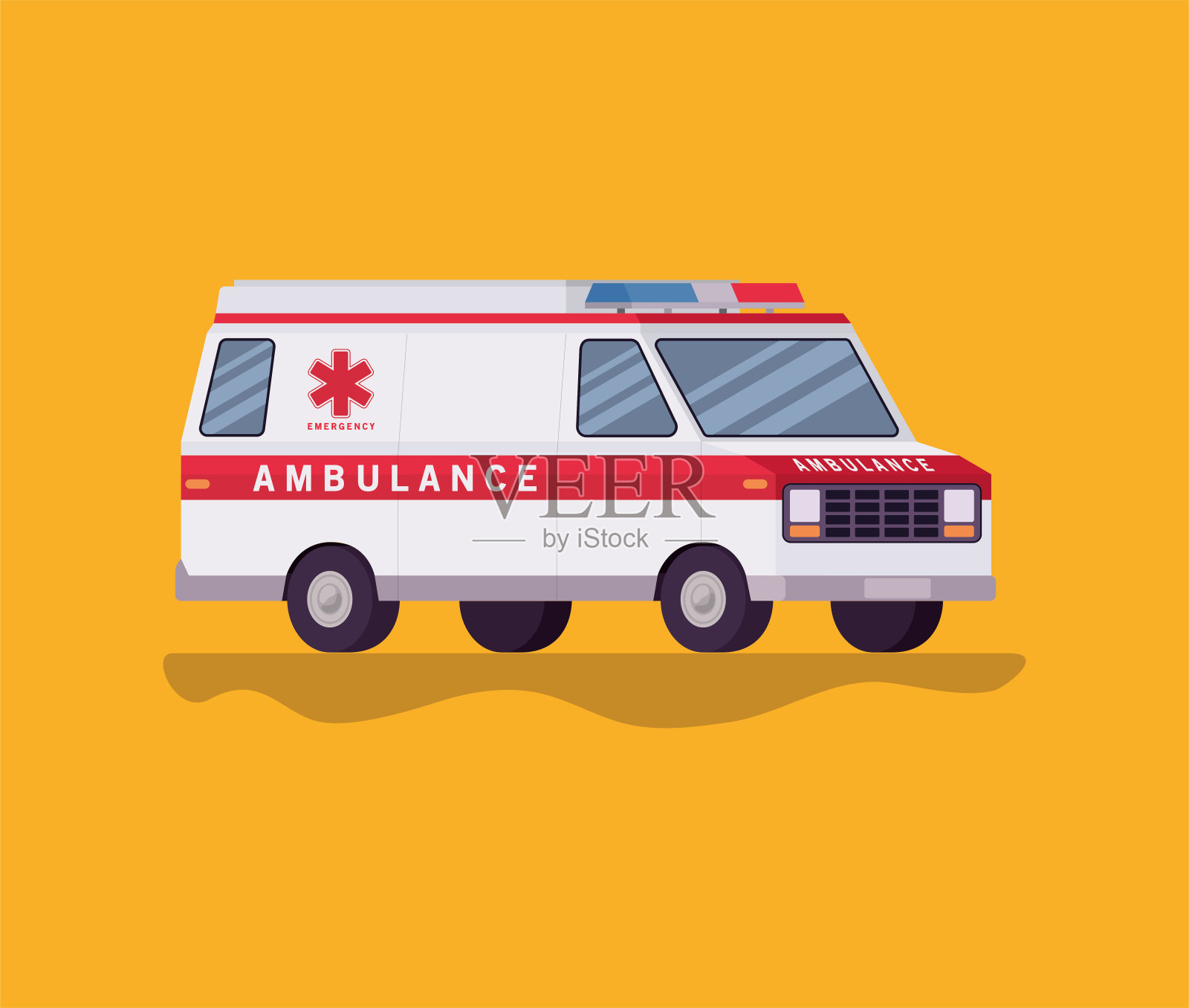 救护车侧视图矢量设计插画图片素材