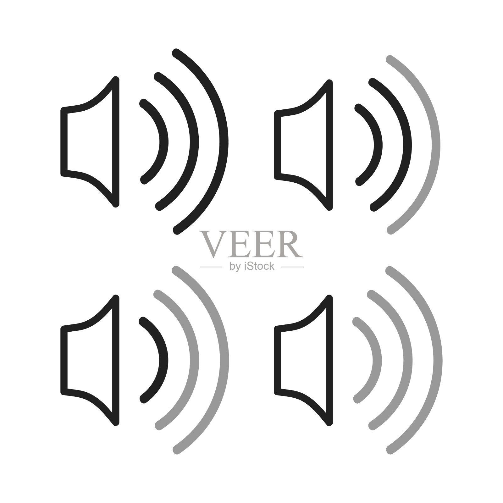 声音图标在平面。音频矢量插图。插画图片素材