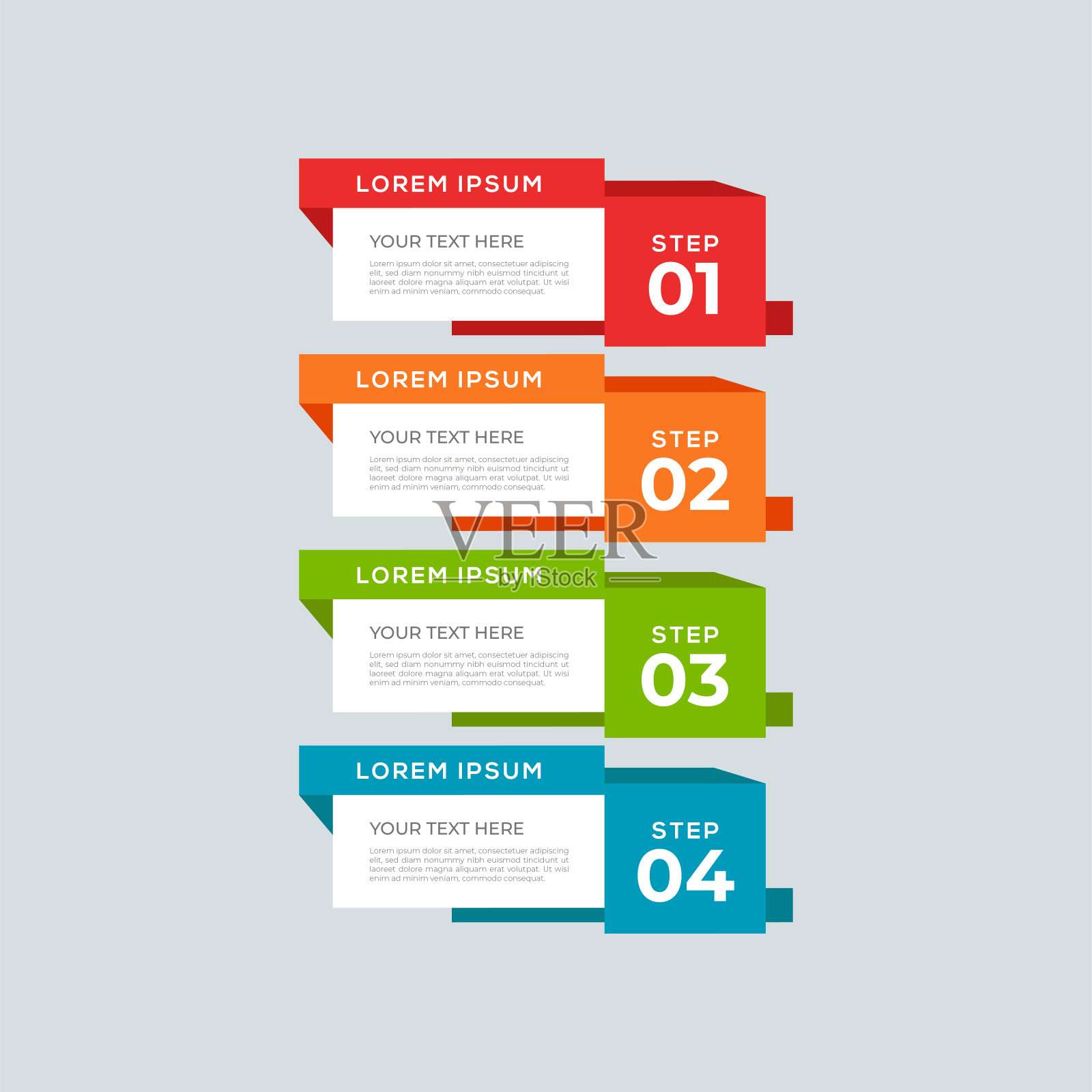 现代和创造性的商业信息图设计模板与四个元素和形状。可用于流程，演示，界面，教育，图表，工作流布局，信息图，网页设计。插画图片素材