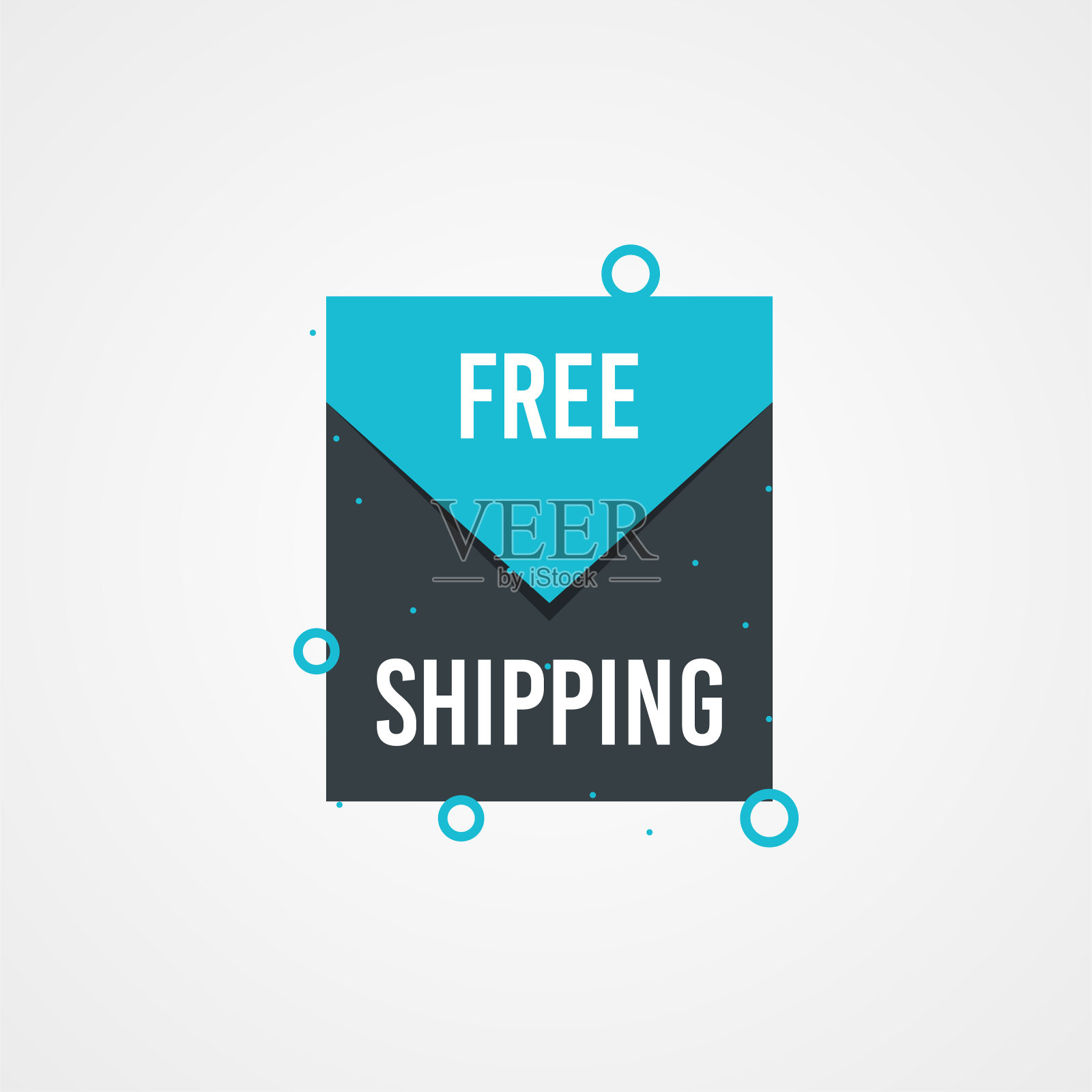 现代免费航运旗帜与平面风格矢量插图。孤立在白色背景上。广告促销价格标签为红色。可用于社交媒体或数字活动。插画图片素材