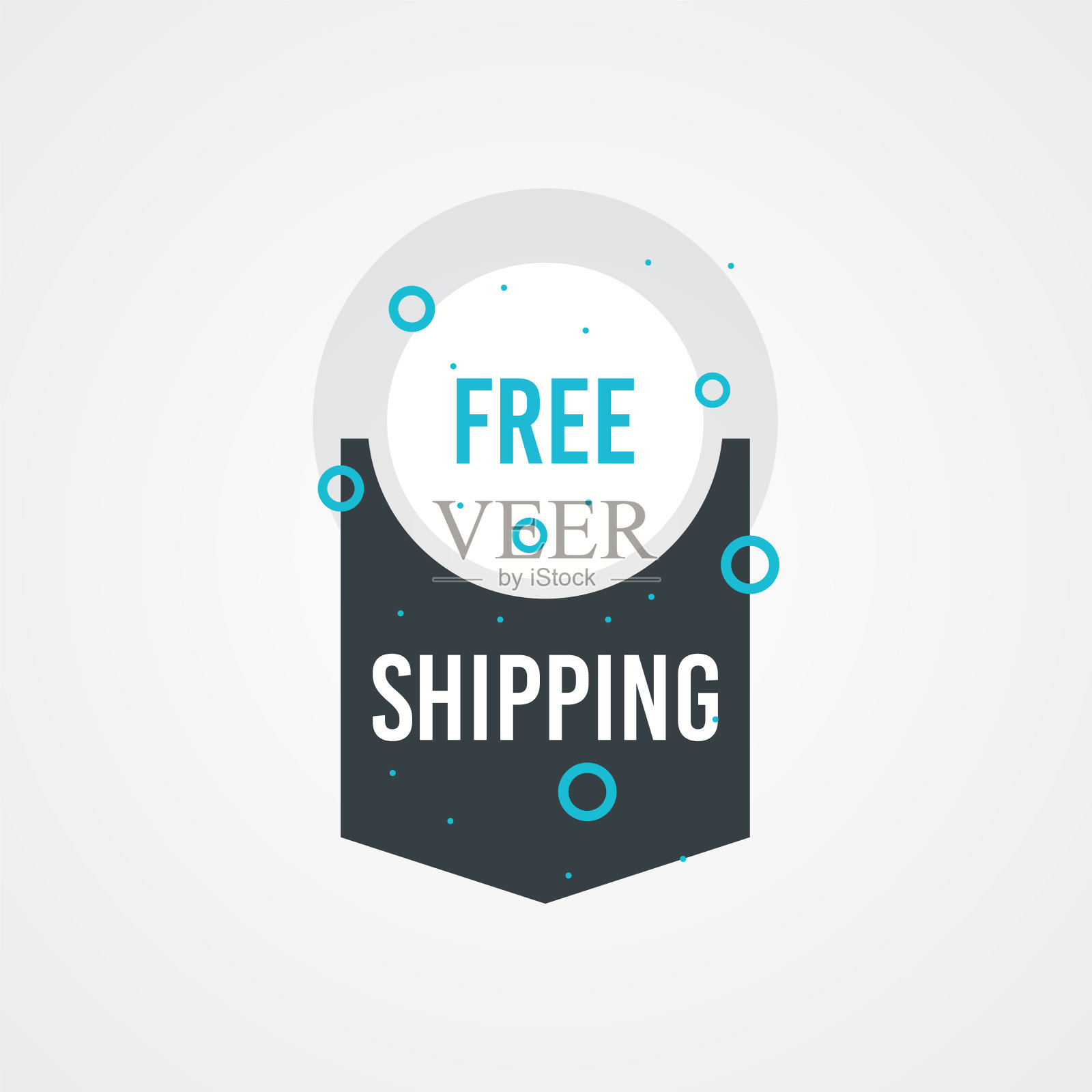 现代免费航运旗帜与平面风格矢量插图。孤立在白色背景上。广告促销价格标签为红色。可用于社交媒体或数字活动。插画图片素材