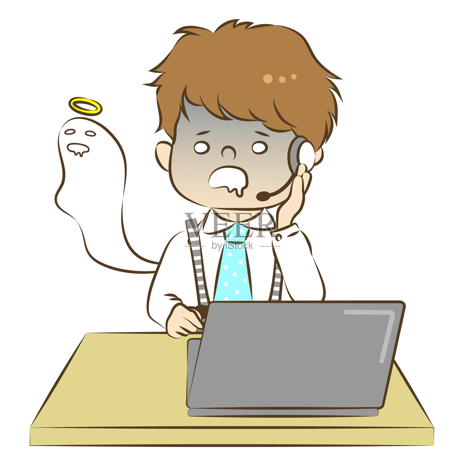 在呼叫中心抱怨的男子矢量图插画图片素材