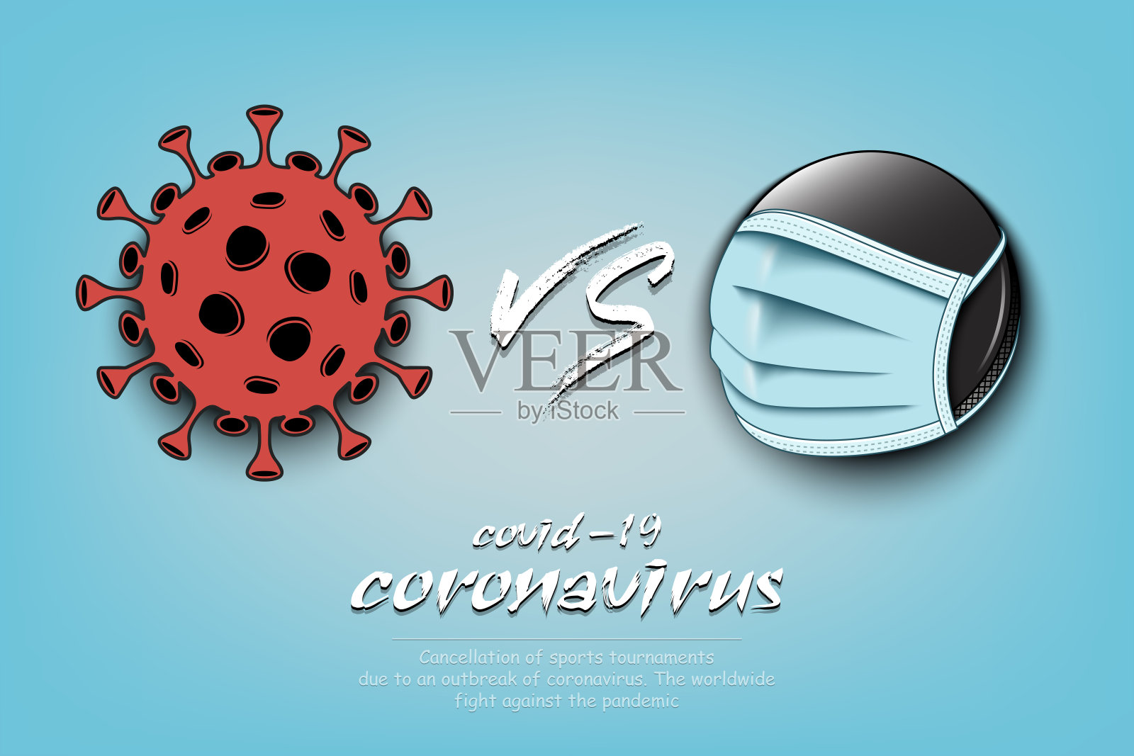 冰球vs新冠肺炎插画图片素材