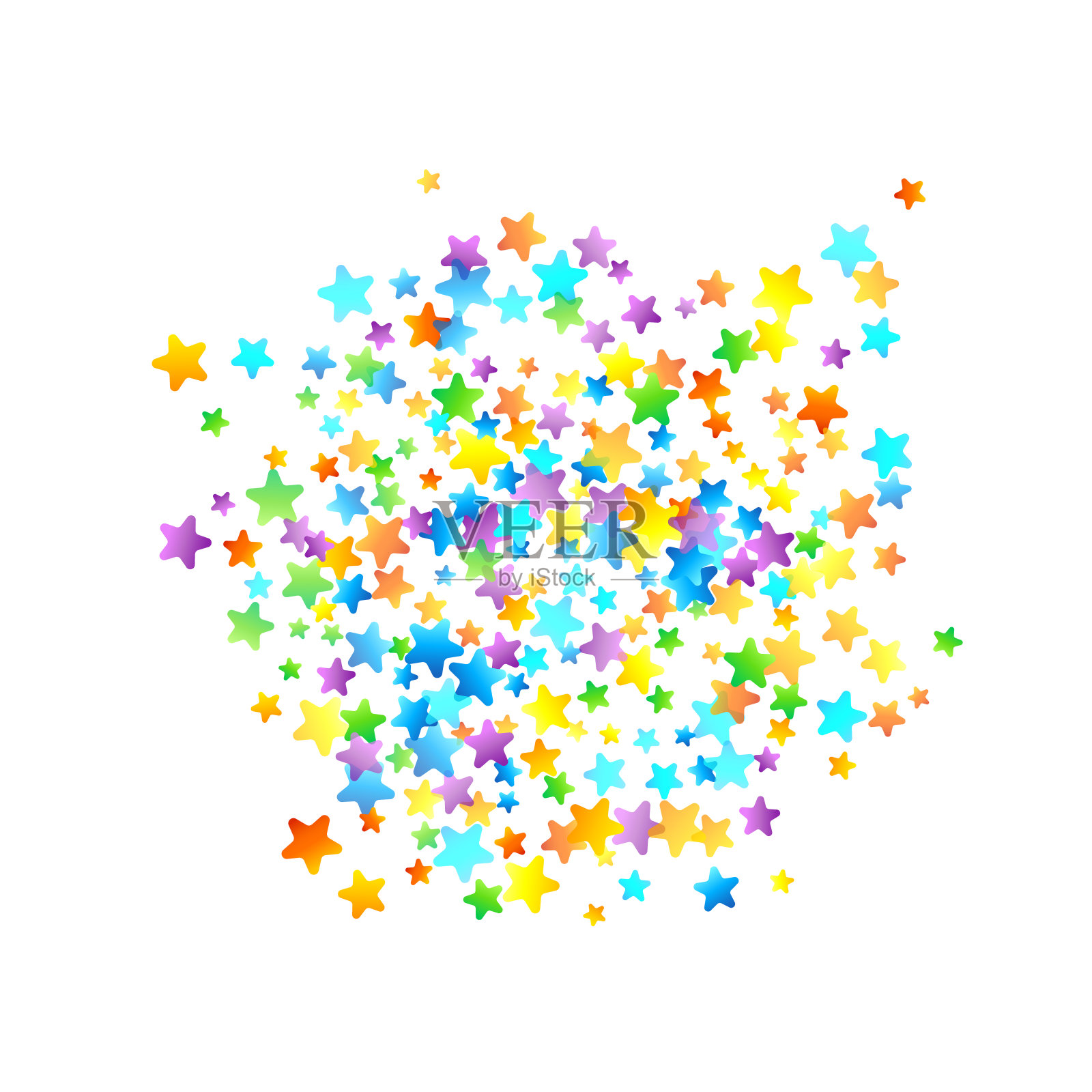 彩虹节日五彩纸屑。狂欢节明星下降。设计元素图片