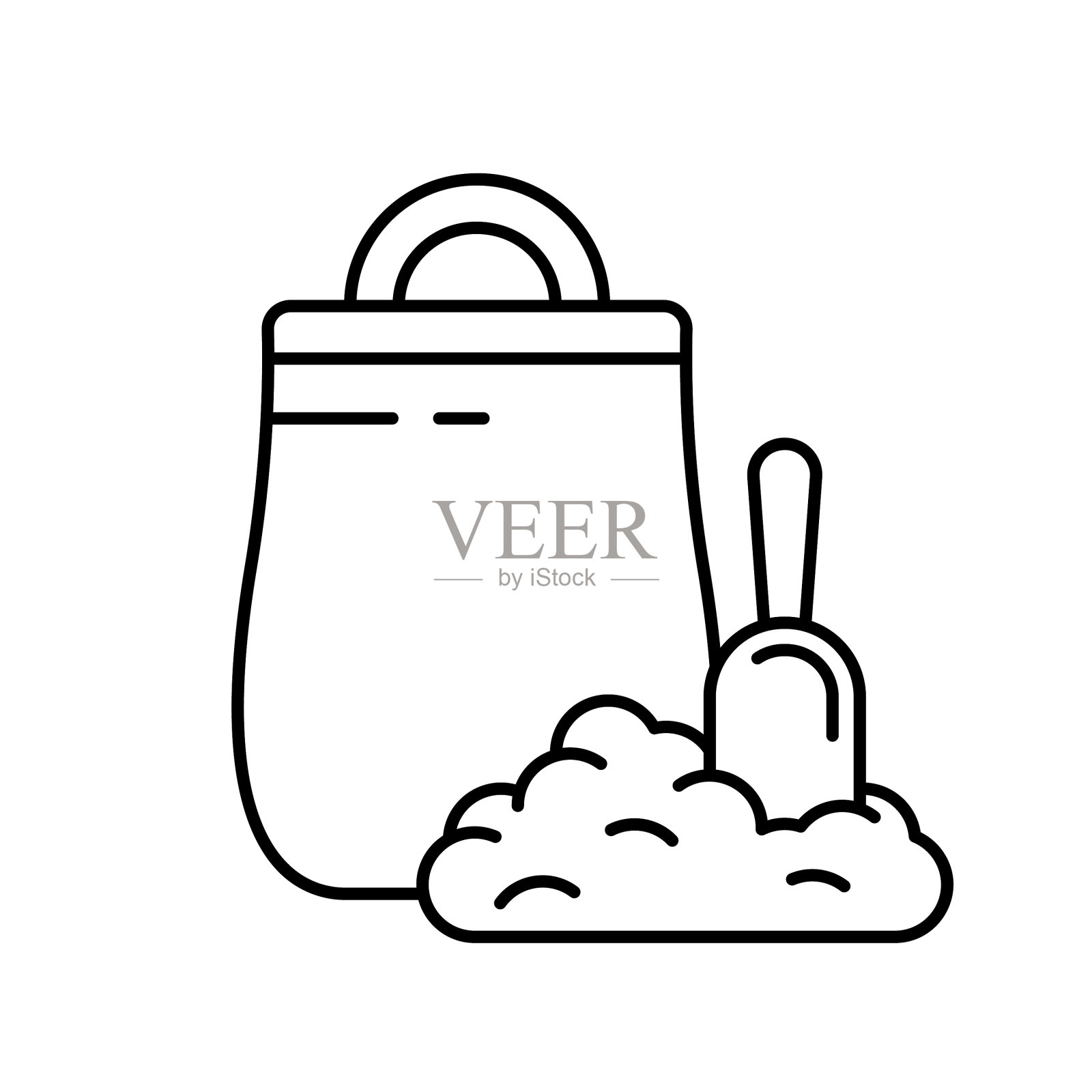 袋子与处理勺和山黑色垃圾插画图片素材