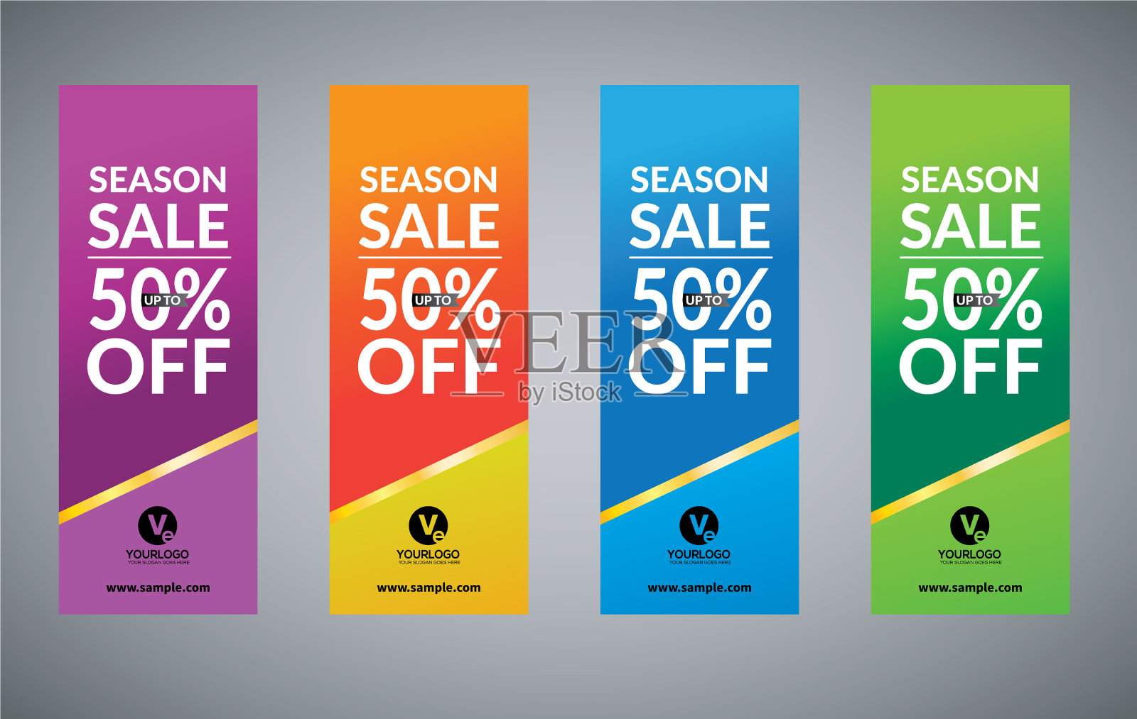 卷起横幅垂直设计模板横幅设计元素图片