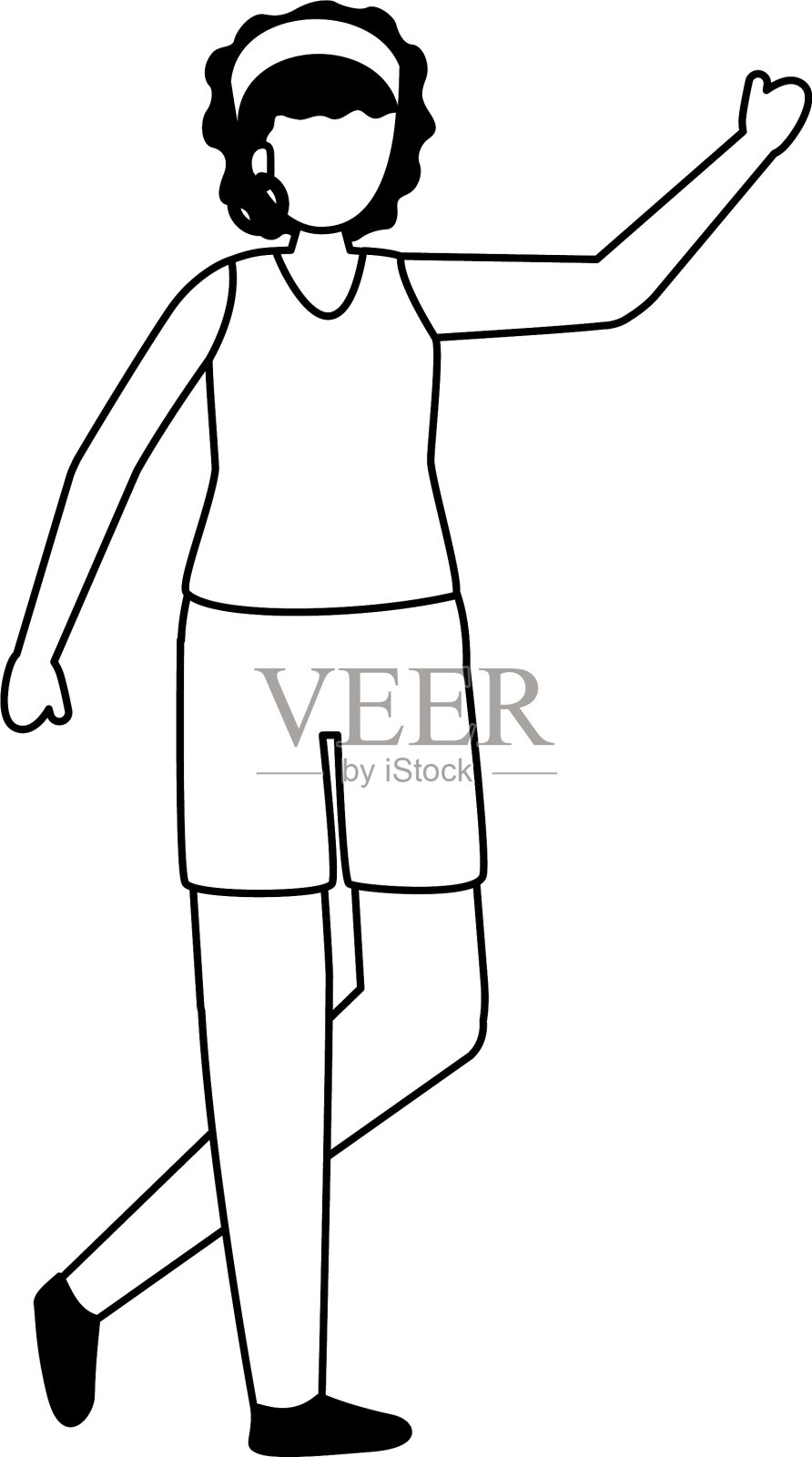 可爱的年轻女子，举手示意设计元素图片