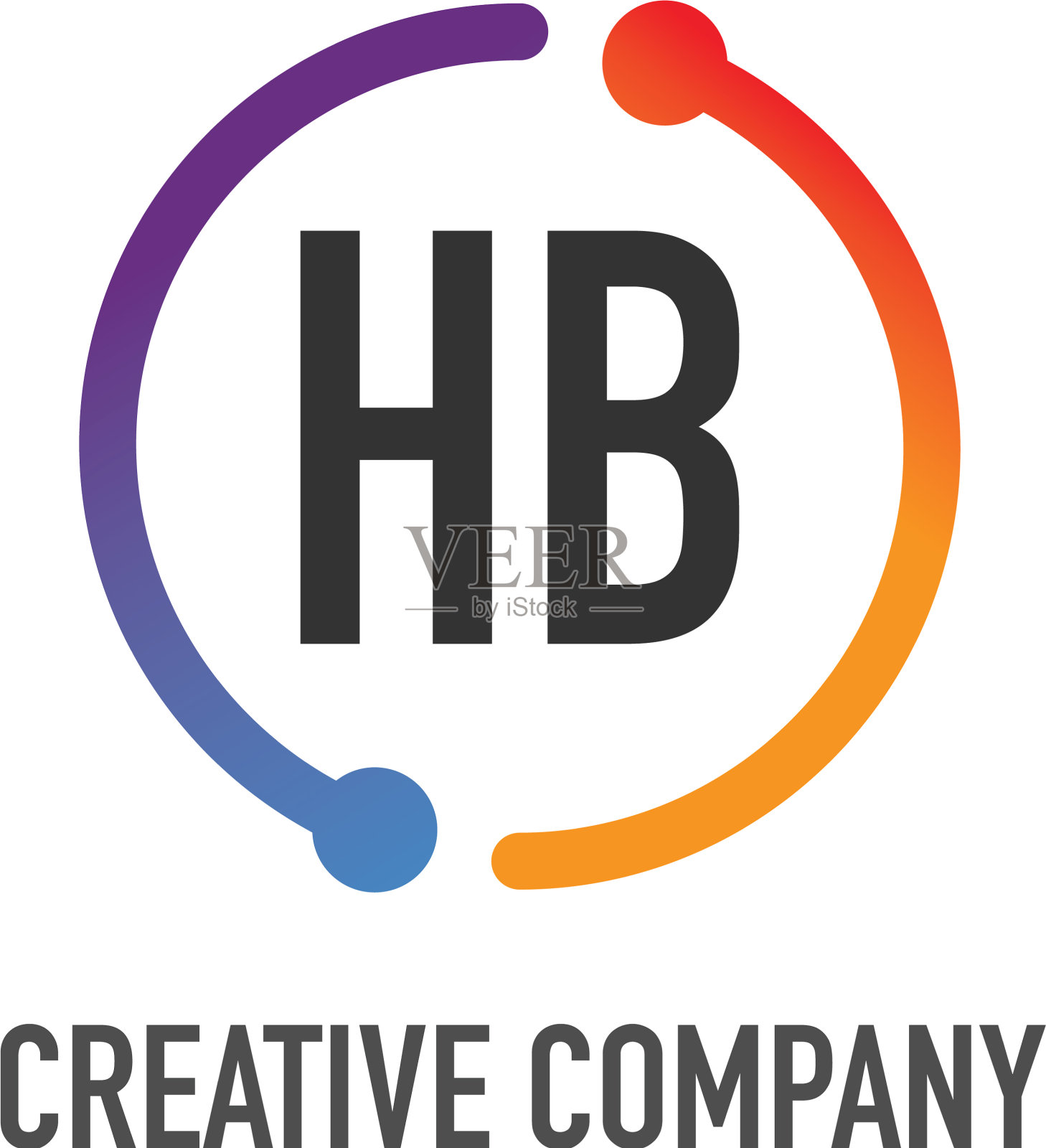 首字母hb创意圆标志设计插画图片素材