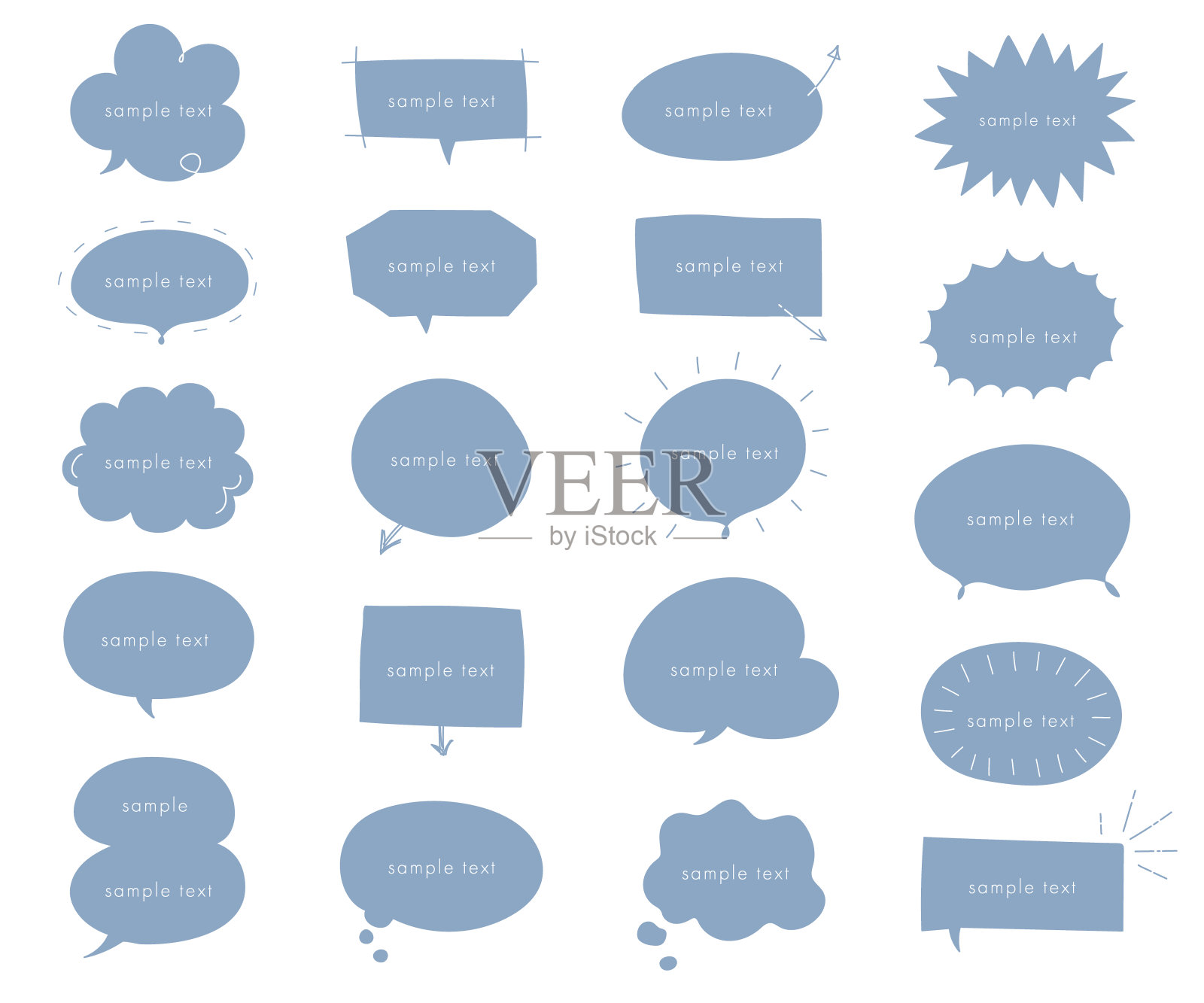 手写风格的讲话气泡插图集。插画图片素材