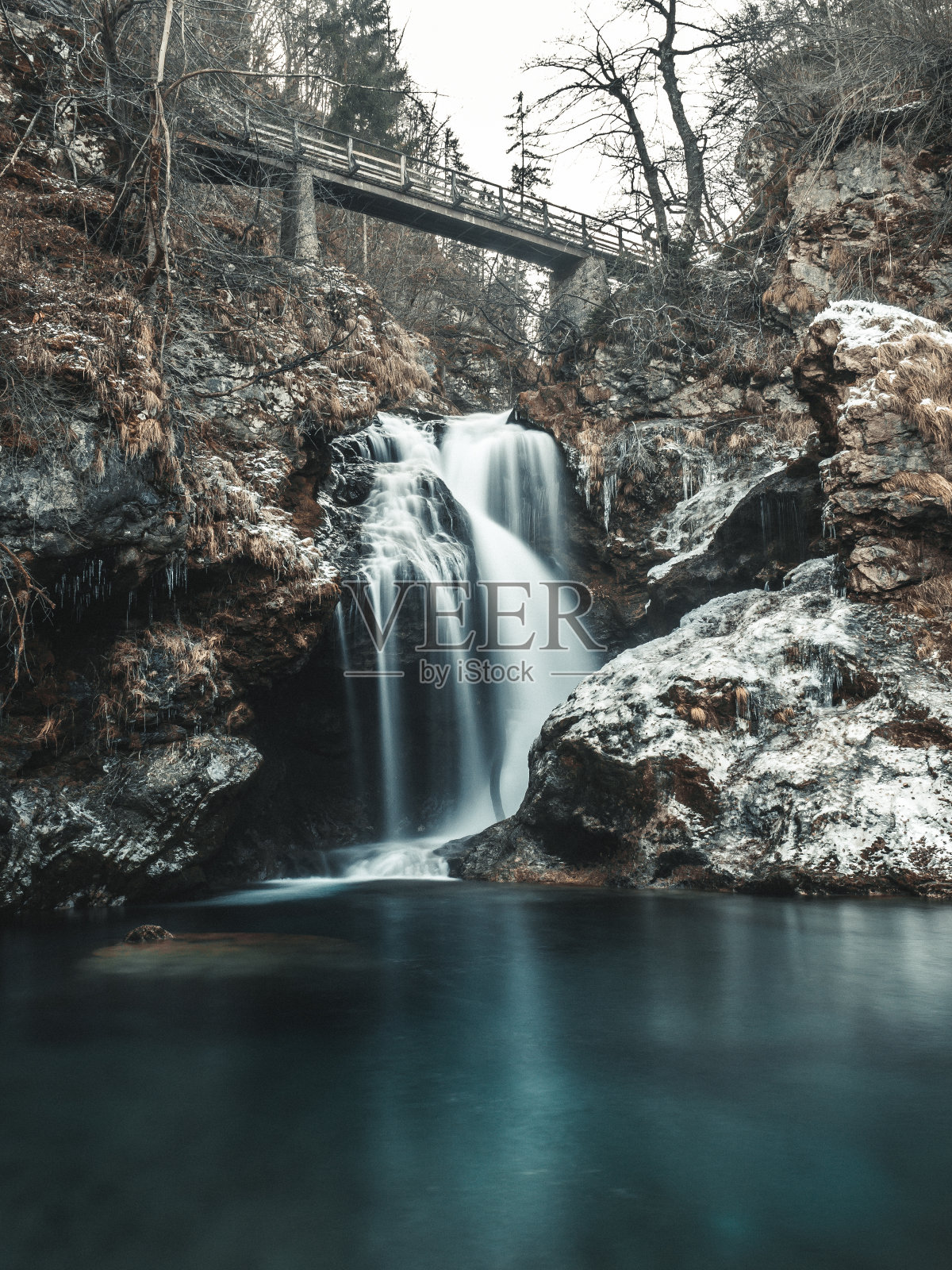 冬天的瀑布照片摄影图片