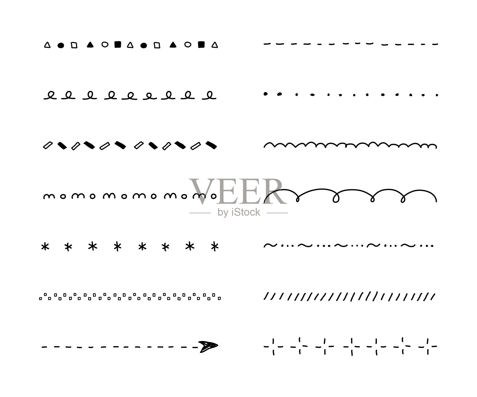 手绘边界和分隔器的集合设计元素图片