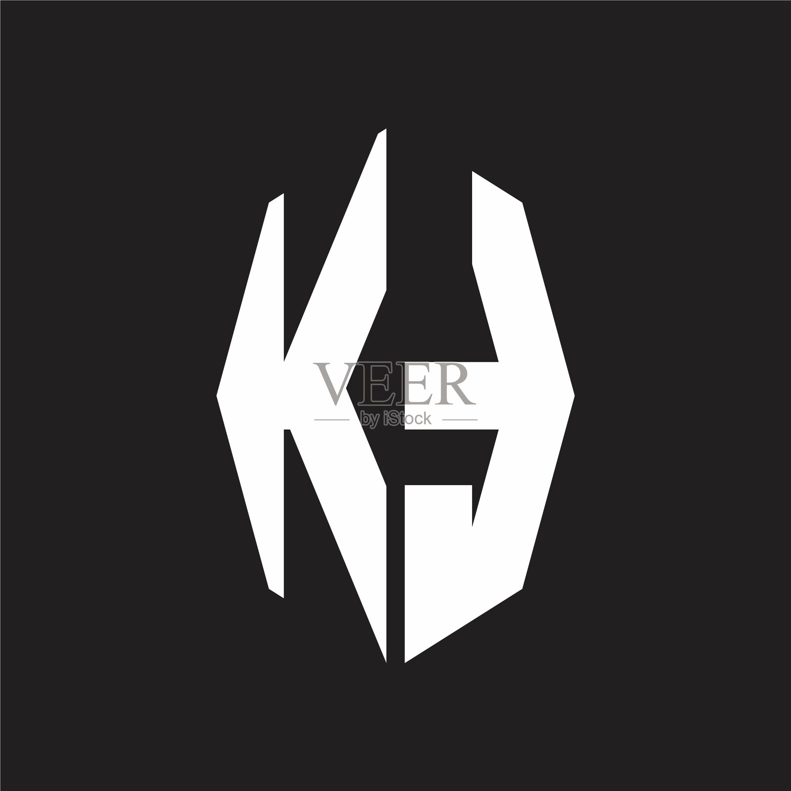 Kt标志与八角形缎带风格交织插画图片素材