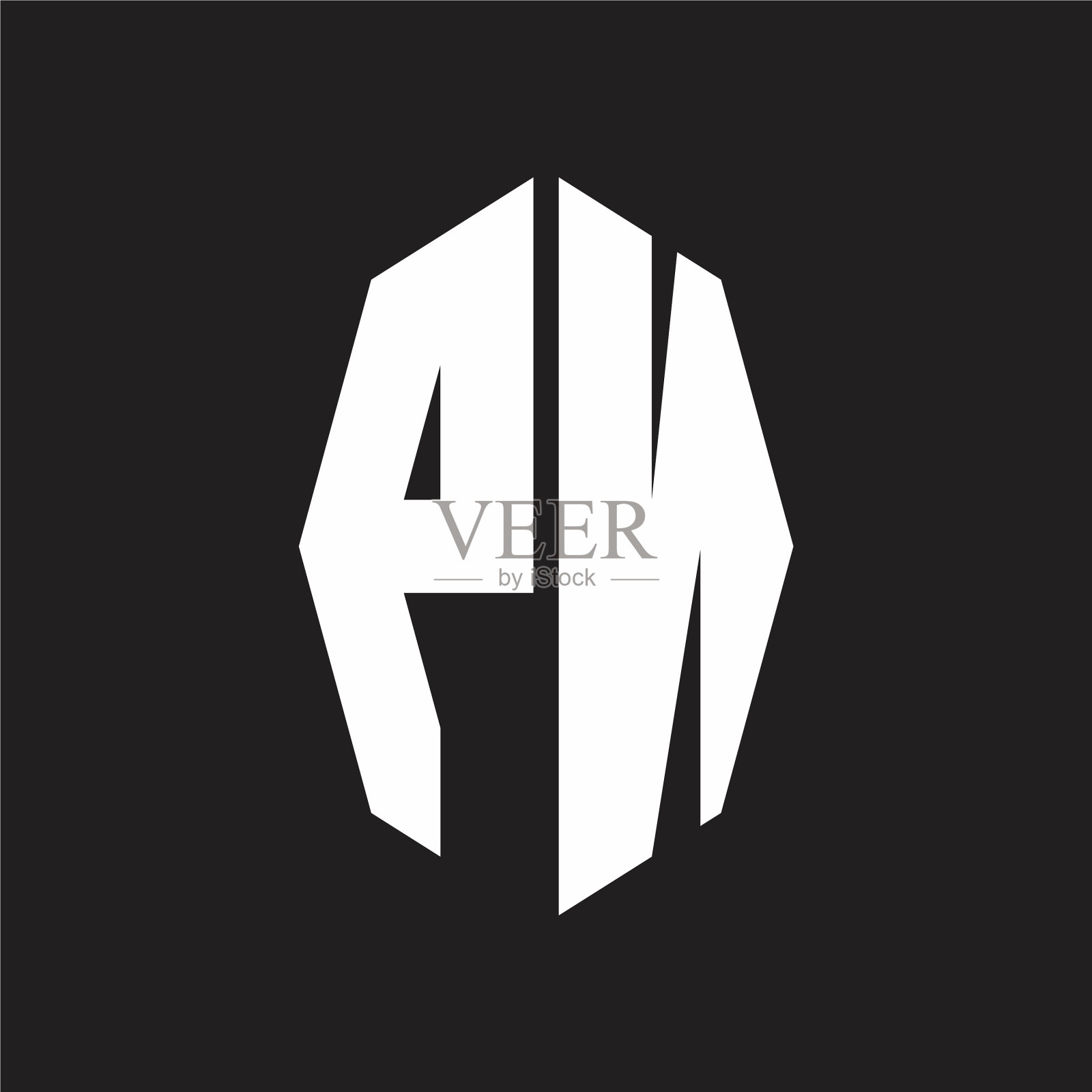 Pn标志与八角形缎带风格交织插画图片素材