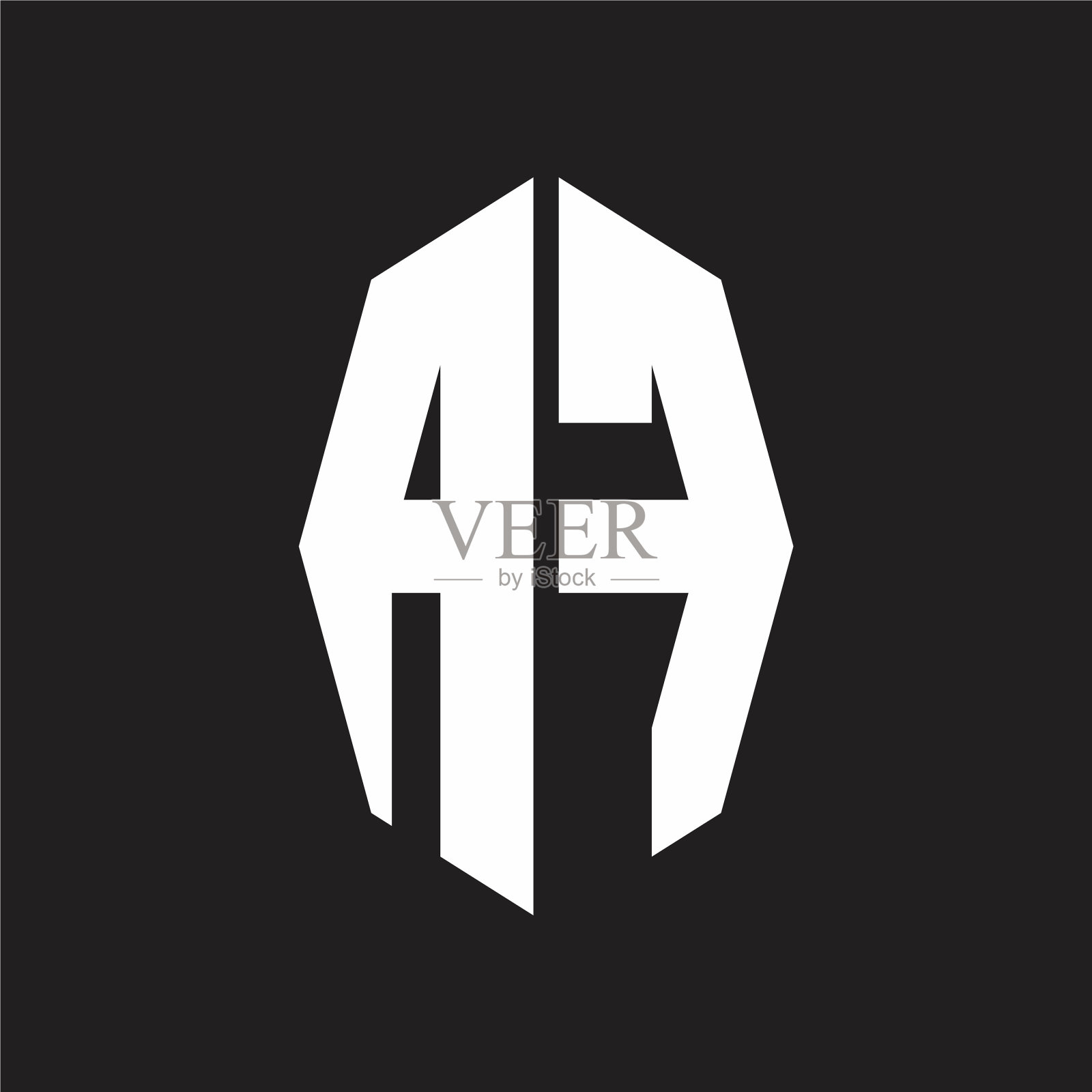 Af标志字母与八角形缎带风格插画图片素材