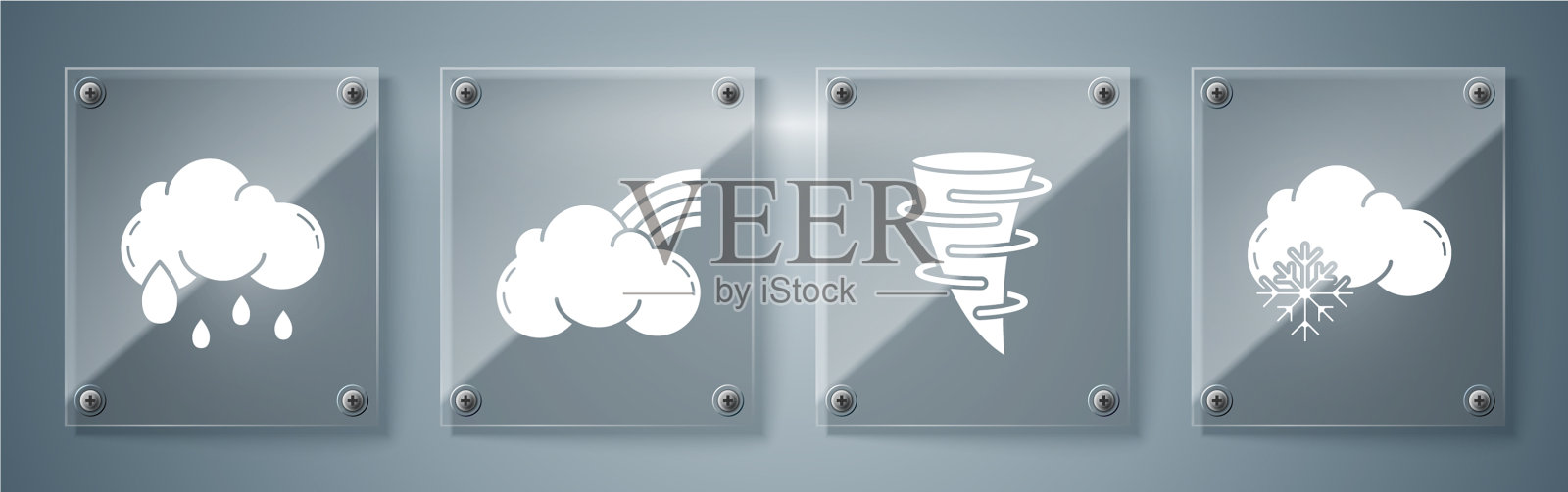 集云与雪龙卷风彩虹与云图标素材